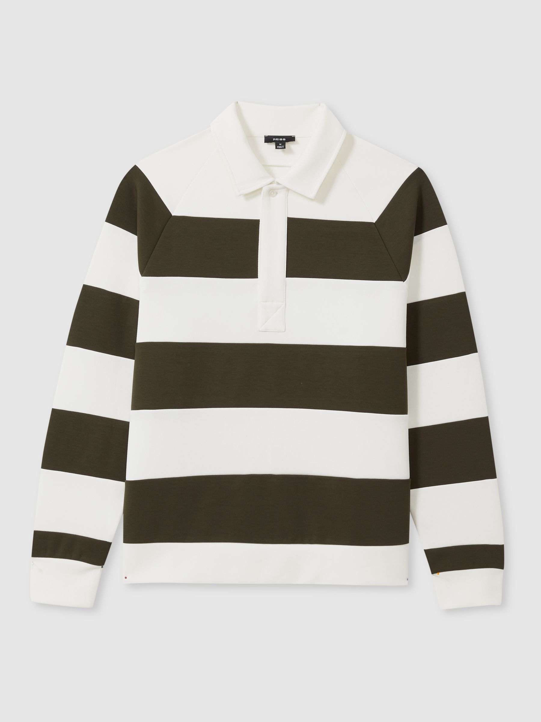 Rugby-Stripe Long-Sleeve T-Shirt in White/Dark Green - Image 2 of 6