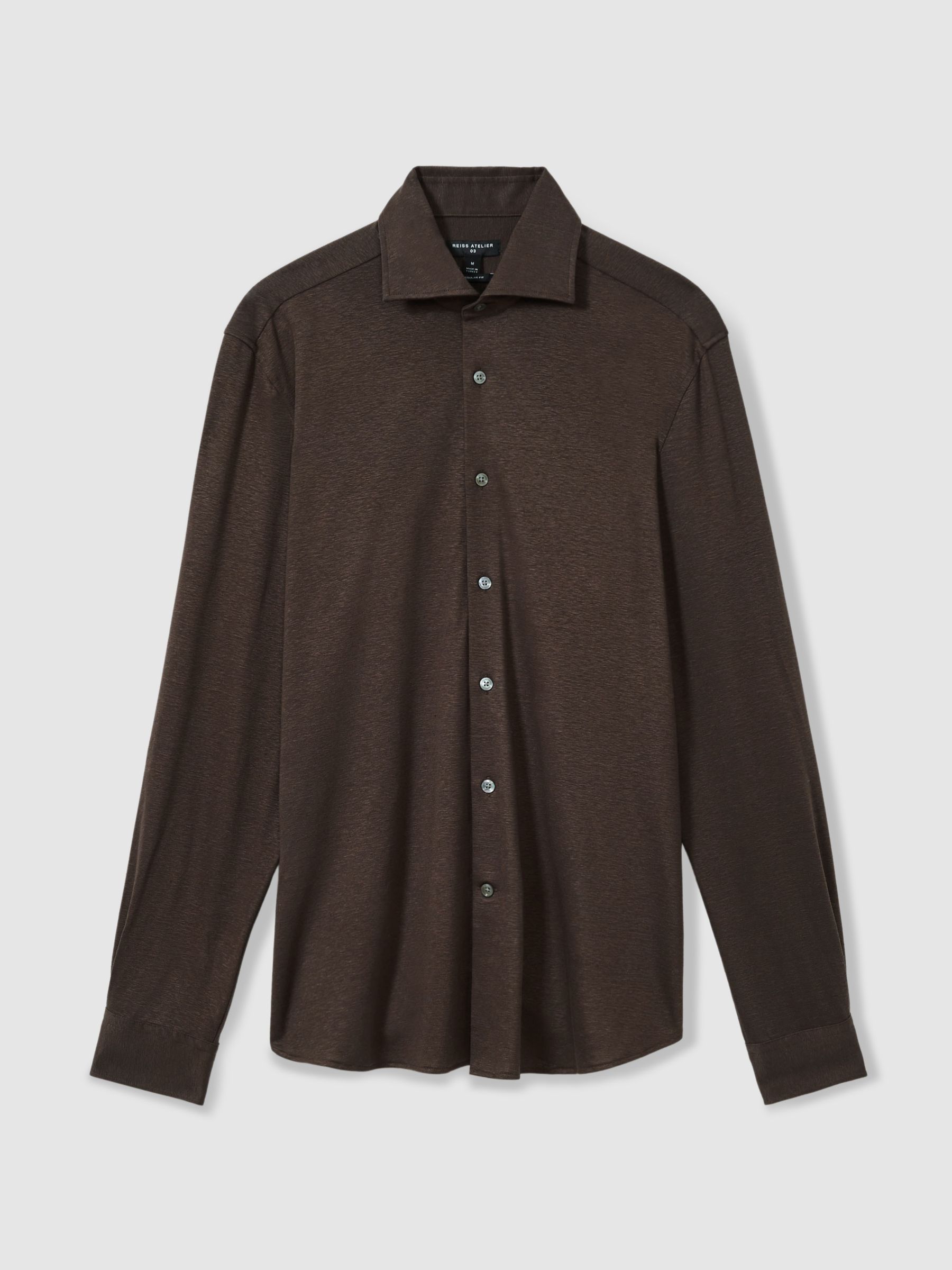 Atelier Linen-Blend-Jersey Shirt in Brown - Image 2 of 6