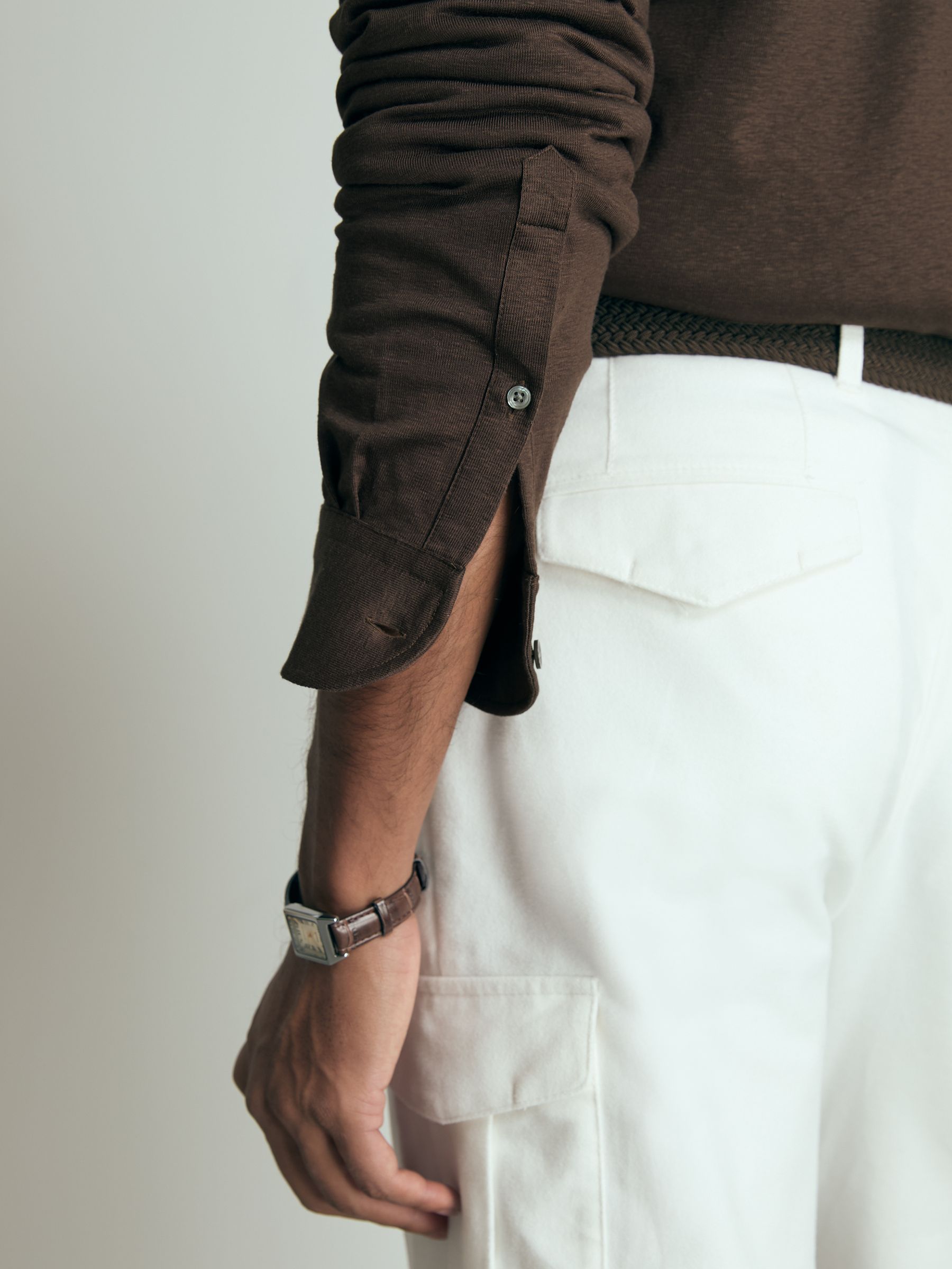 Atelier Linen-Blend-Jersey Shirt in Brown - Image 5 of 6