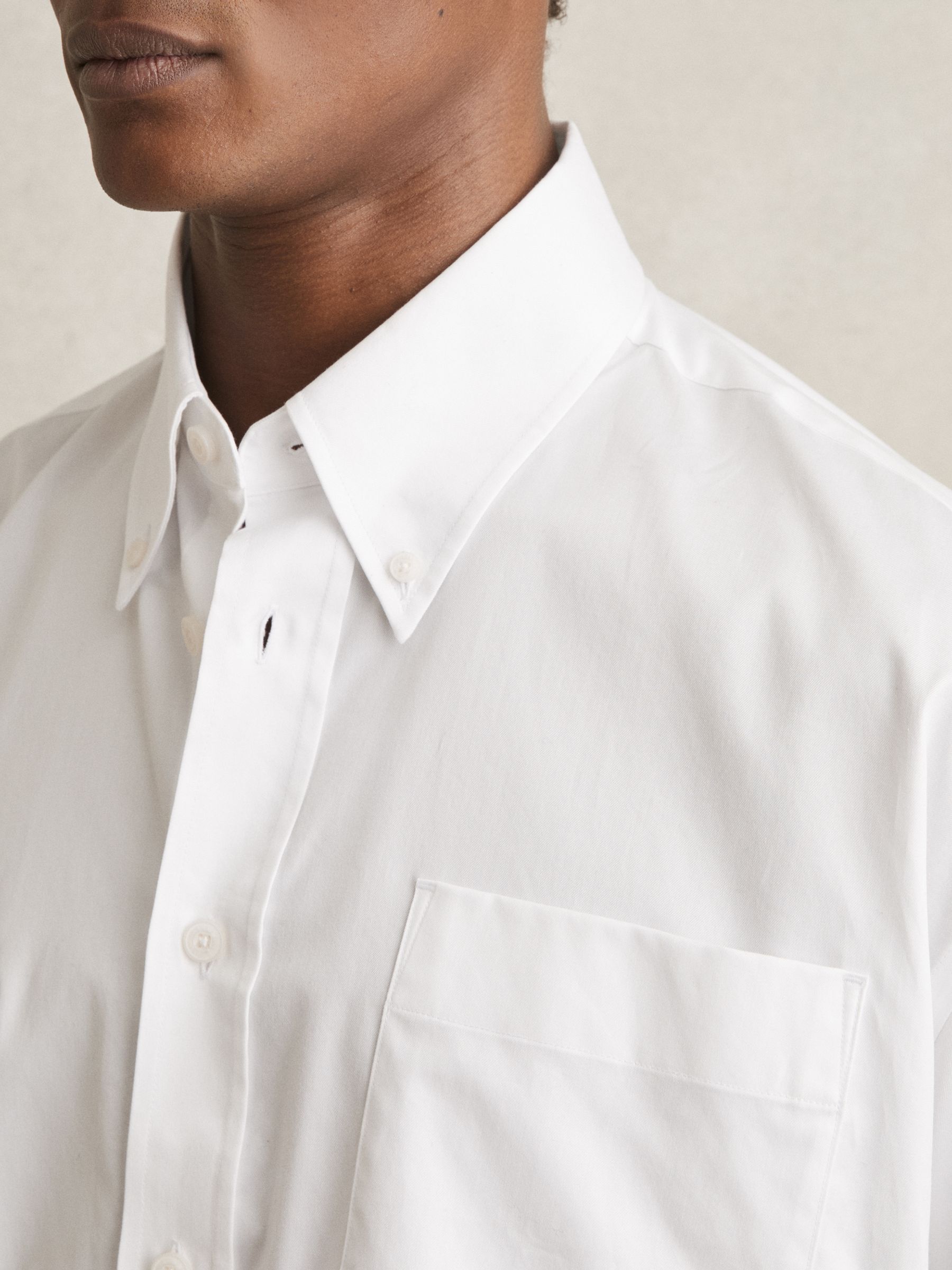 Cotton Oversized Long-Sleeve Shirt in White - Image 4 of 6