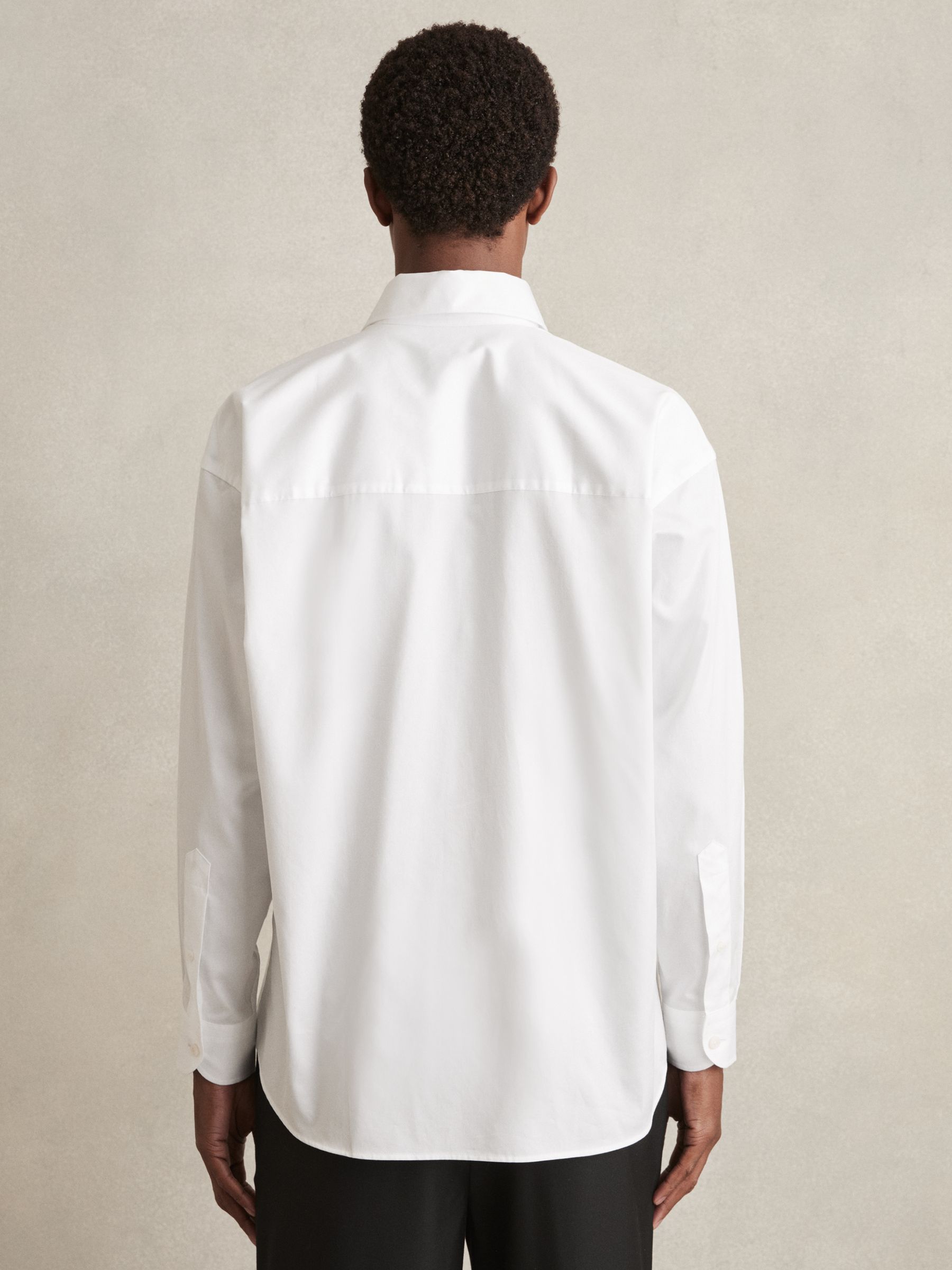 Cotton Oversized Long-Sleeve Shirt in White - Image 5 of 6