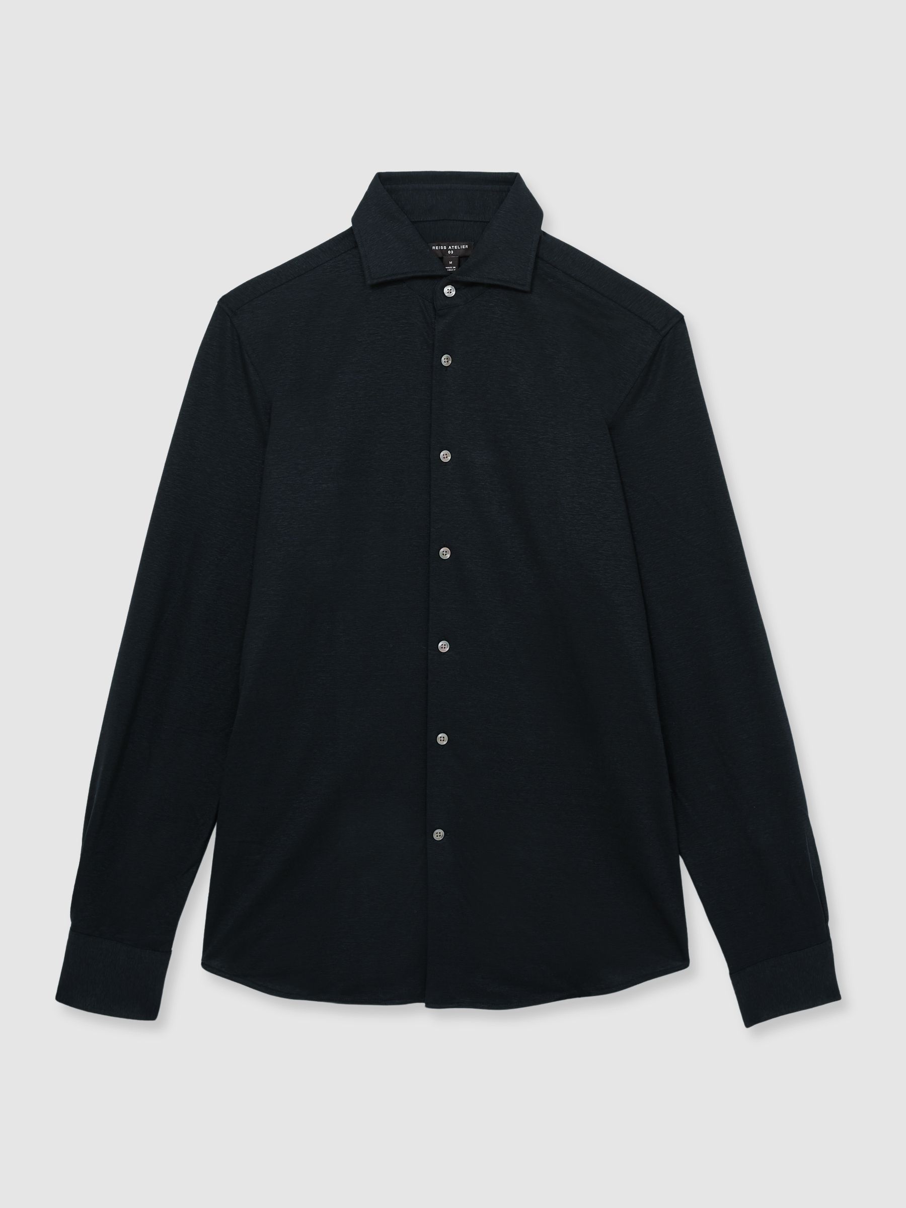 Atelier Linen-Blend-Jersey Shirt in Navy - Image 2 of 6