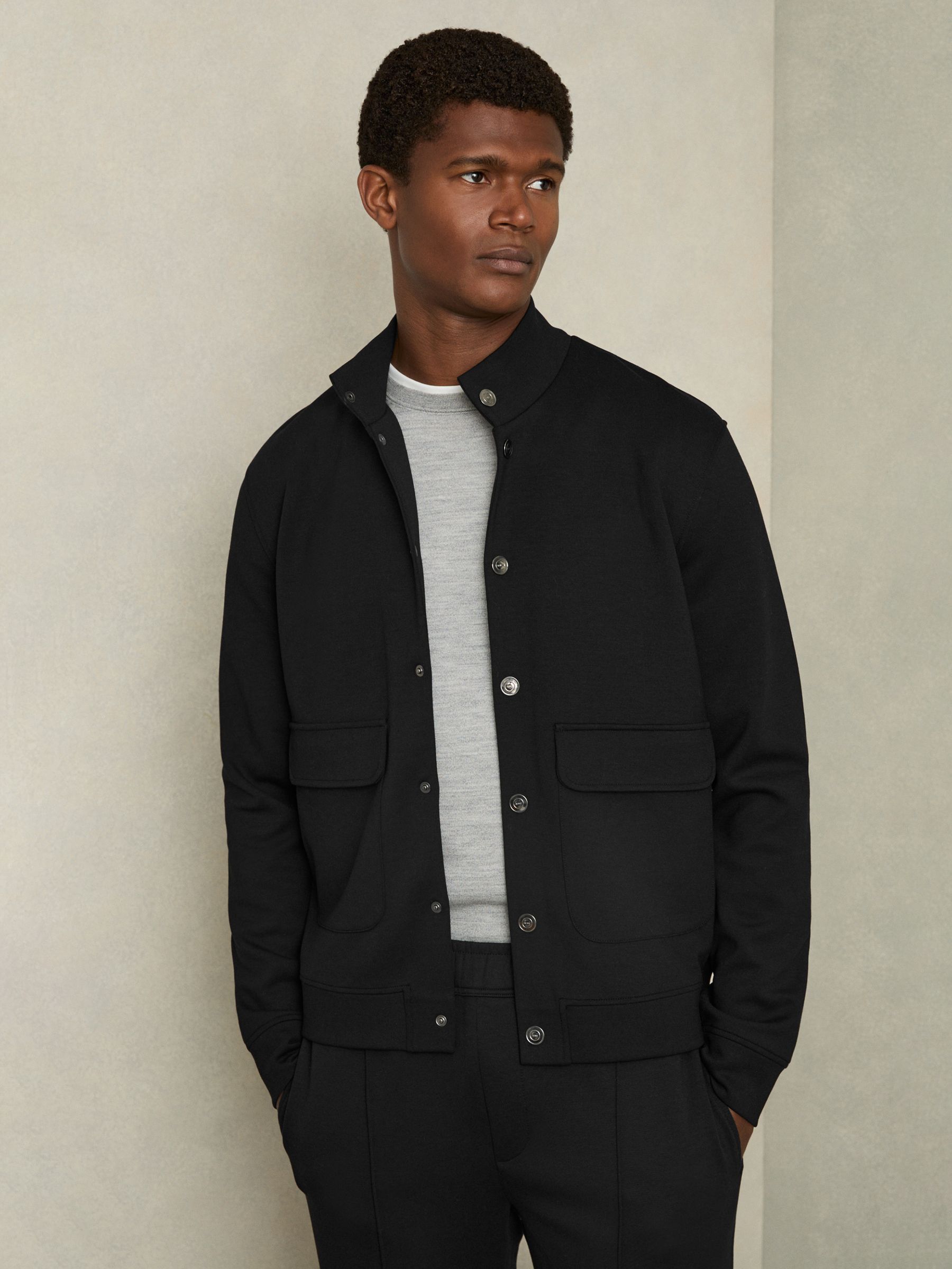 Interlock Funnel-Neck Jacket in Black - Image 1 of 6
