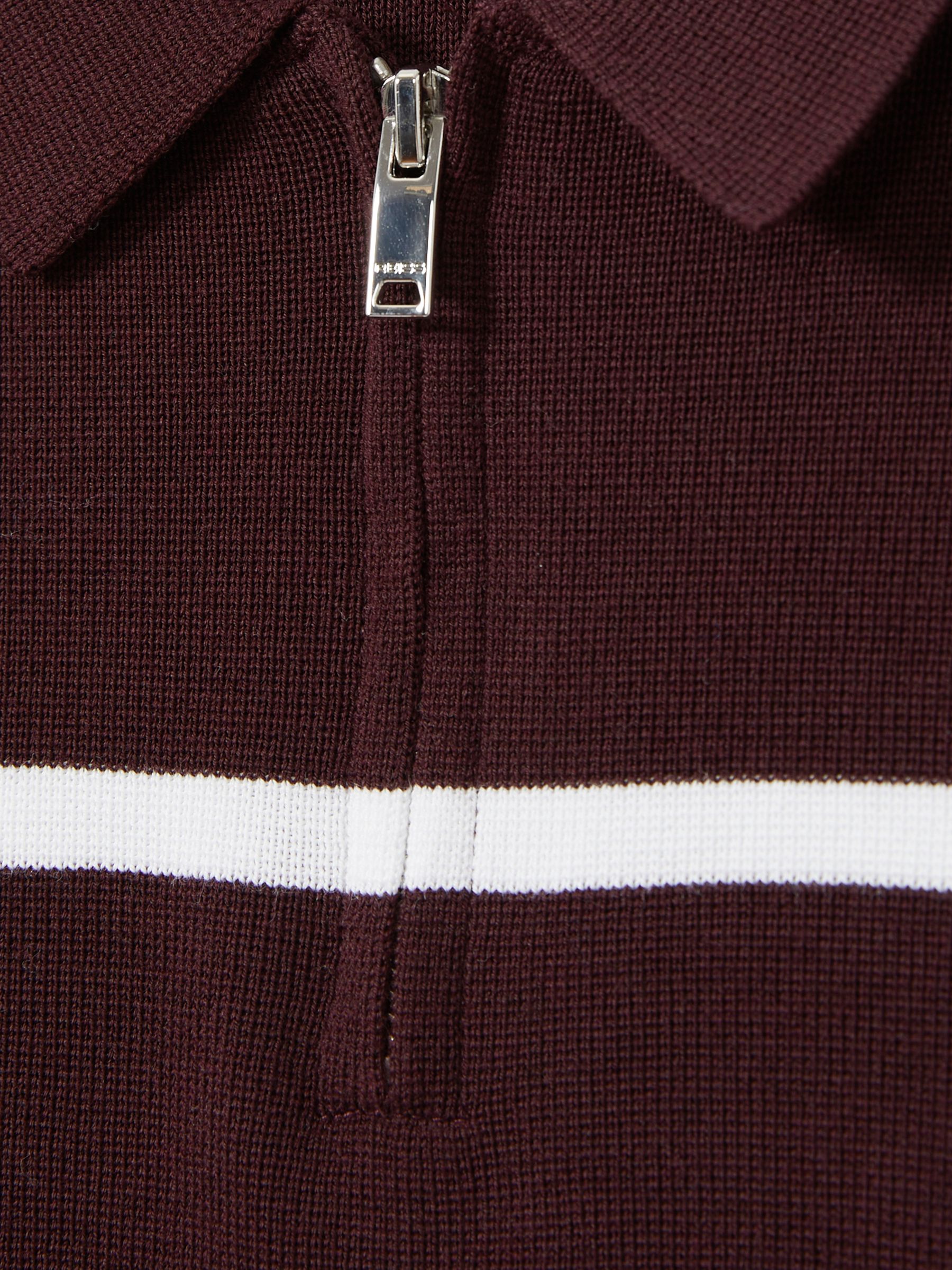 13-14 yrs Colour-Block Half-Zip Polo Shirt in Navy/Bordeaux/White - Image 4 of 4