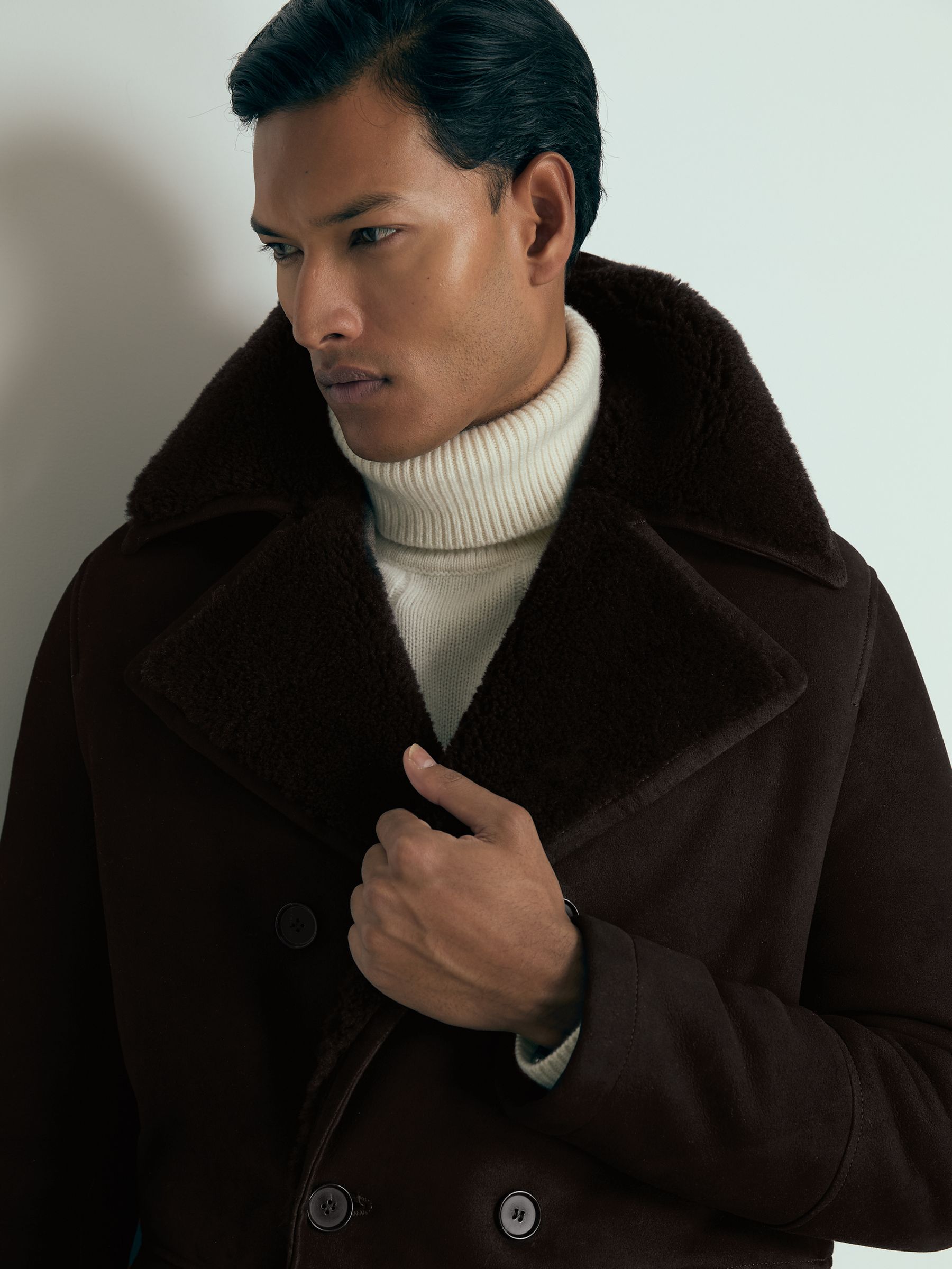 Atelier Suede Shearling Jacket in Brown - Image 3 of 6