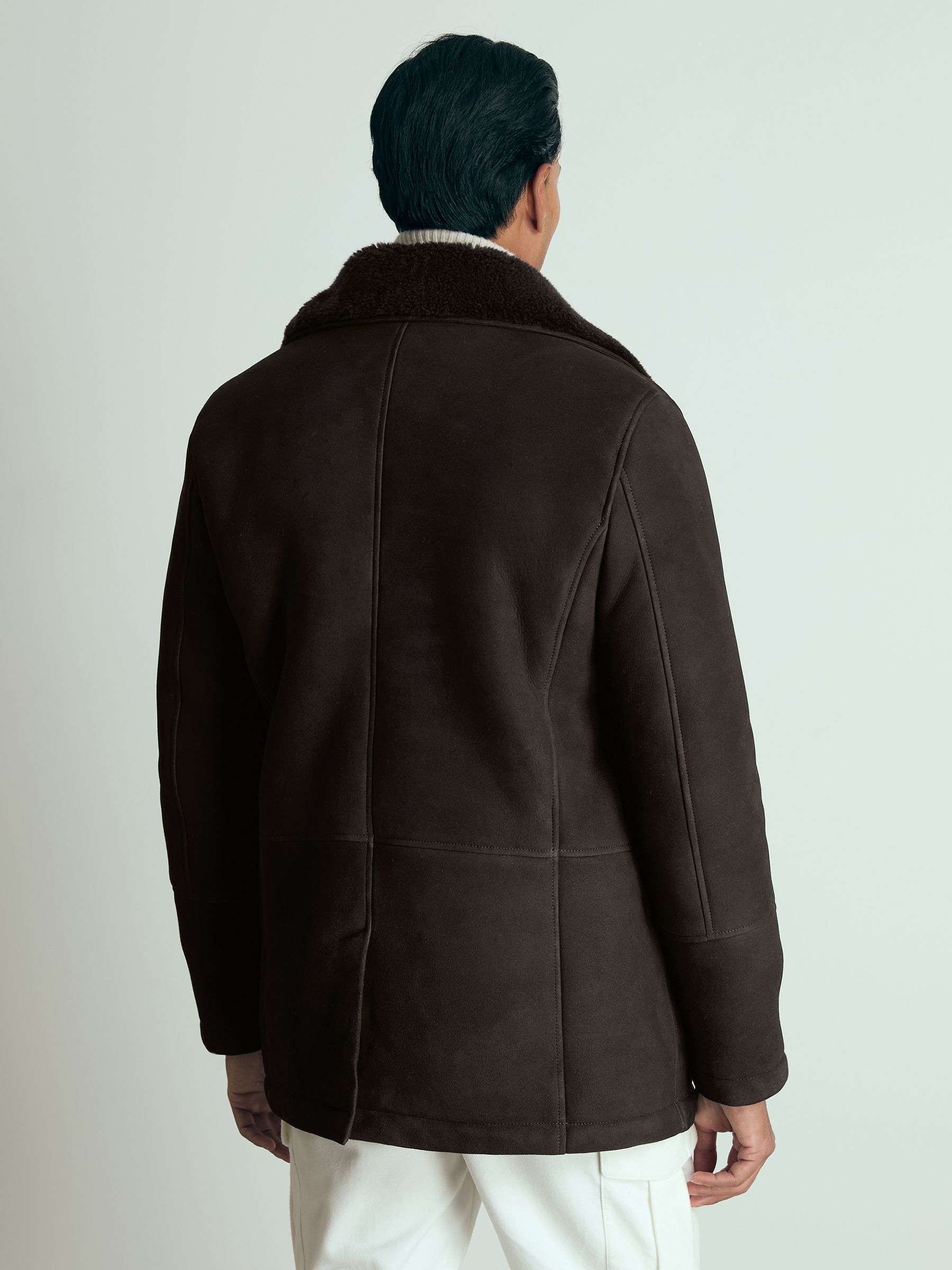 Atelier Suede Shearling Jacket in Brown - Image 4 of 6