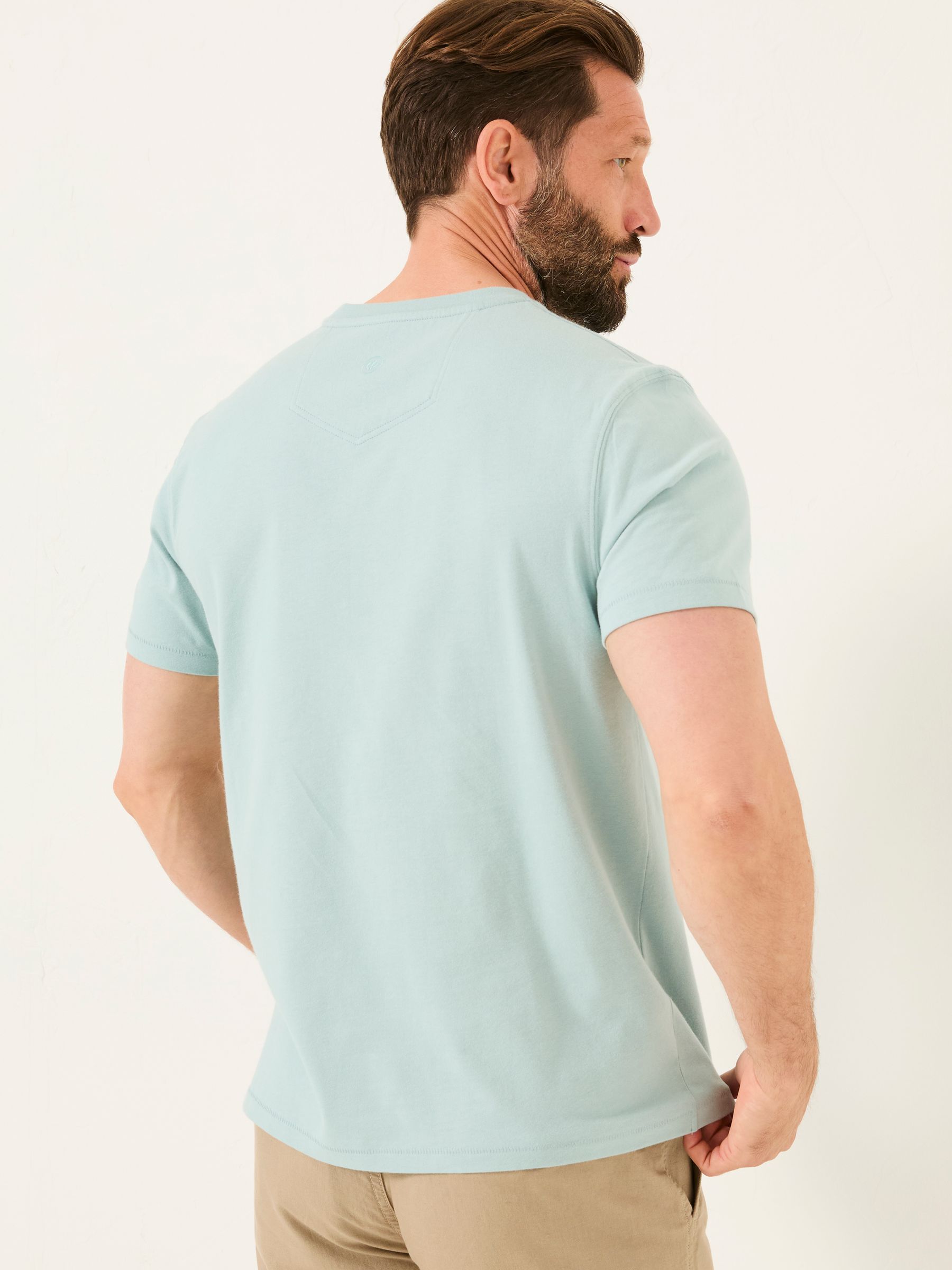 Light Blue Chest Stripe Tile 100% Cotton T-Shirt - Image 2 of 5