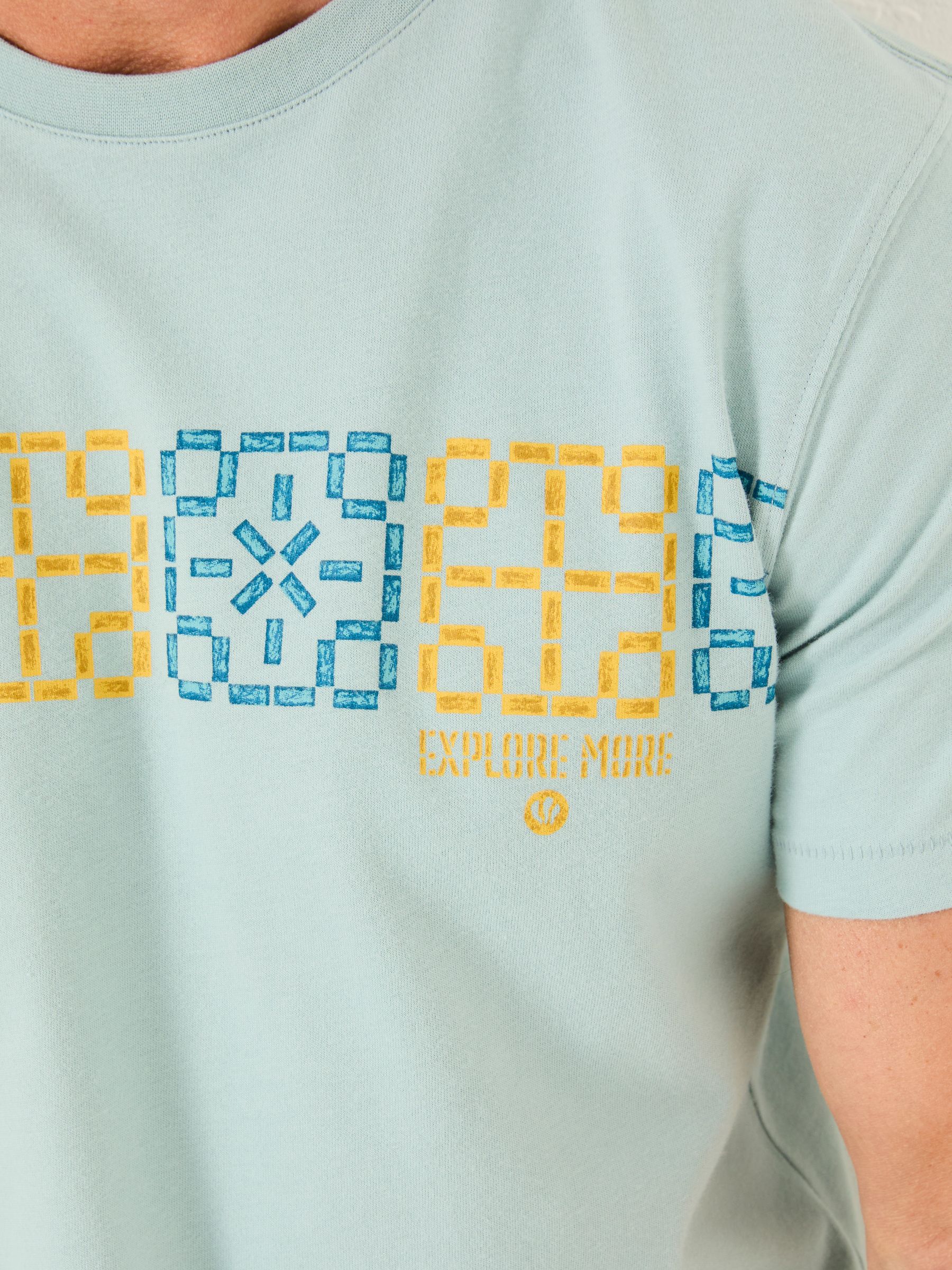 Light Blue Chest Stripe Tile 100% Cotton T-Shirt - Image 3 of 5