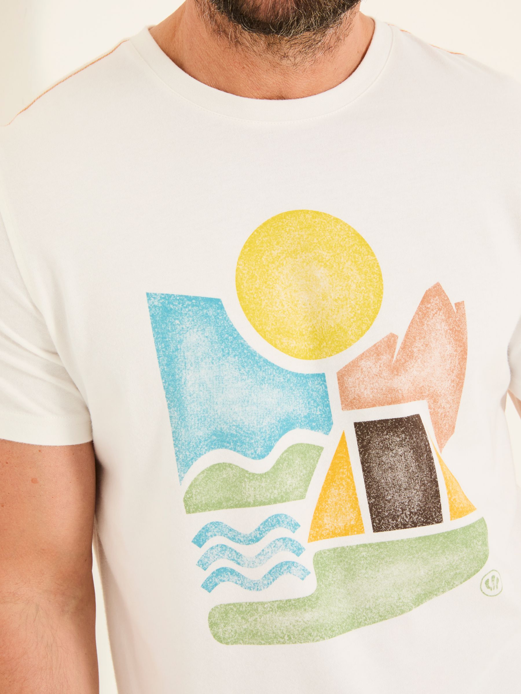 White Abstract Graphic Print 100% Cotton T-Shirt - Image 3 of 5