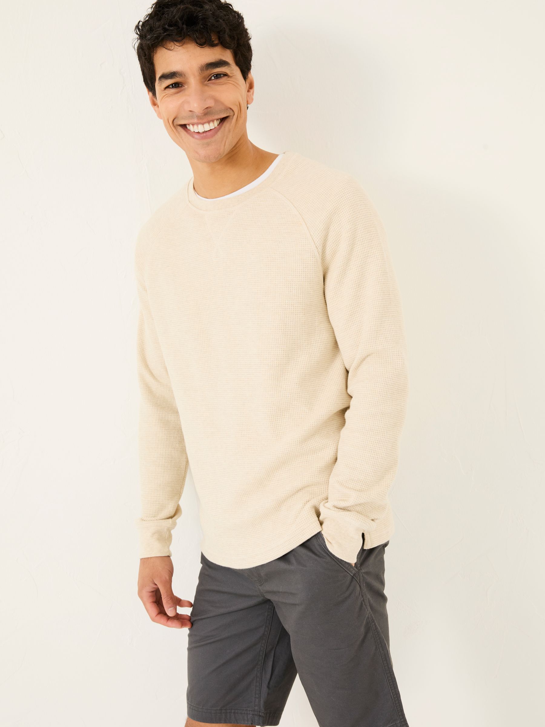 Natural Long-Sleeve Waffle Crew - Image 2 of 7
