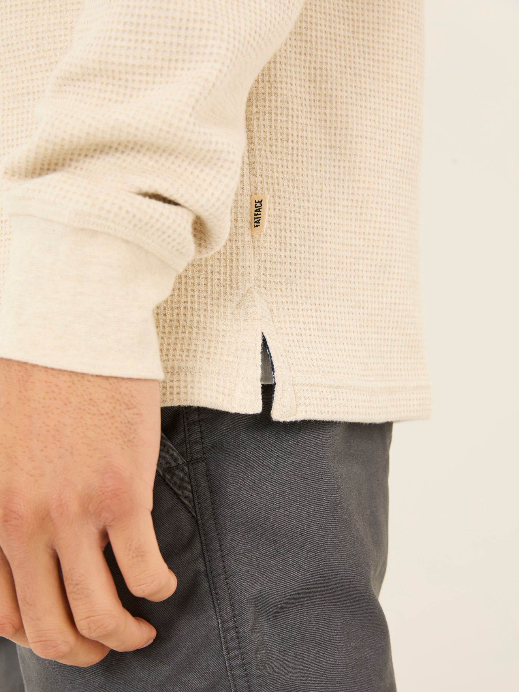 Natural Long-Sleeve Waffle Crew - Image 6 of 7