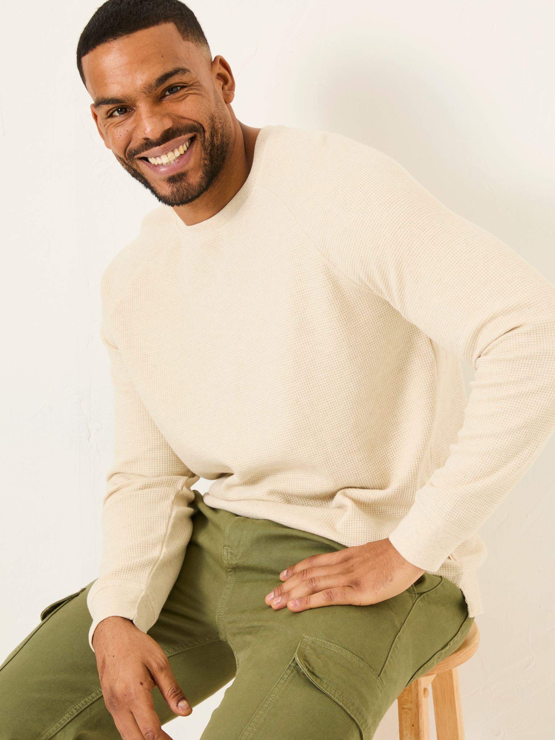 Natural Long-Sleeve Waffle Crew - Image 7 of 7