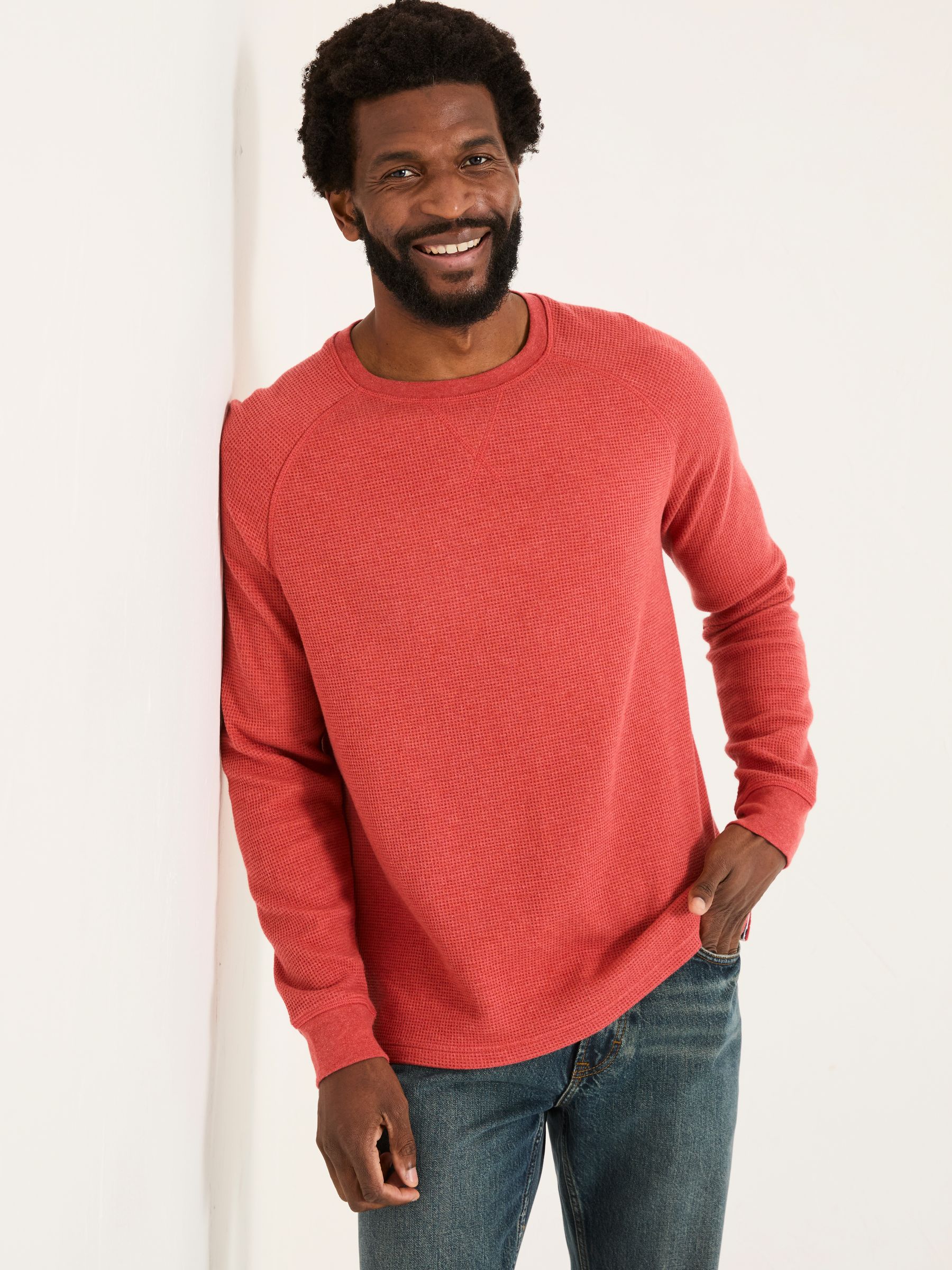 Vintage Red Long-Sleeve Waffle Crew - Image 2 of 8