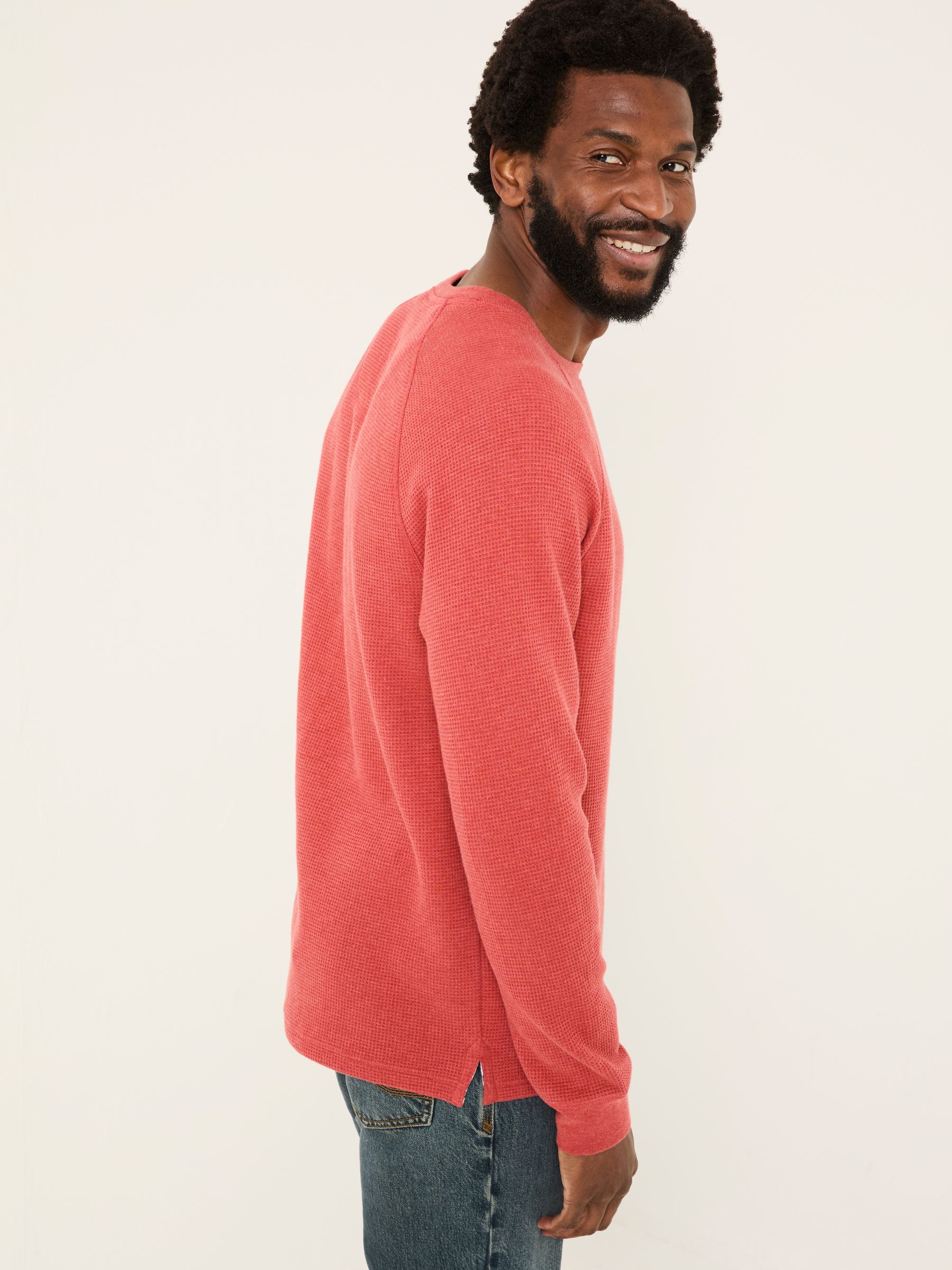 Vintage Red Long-Sleeve Waffle Crew - Image 3 of 8