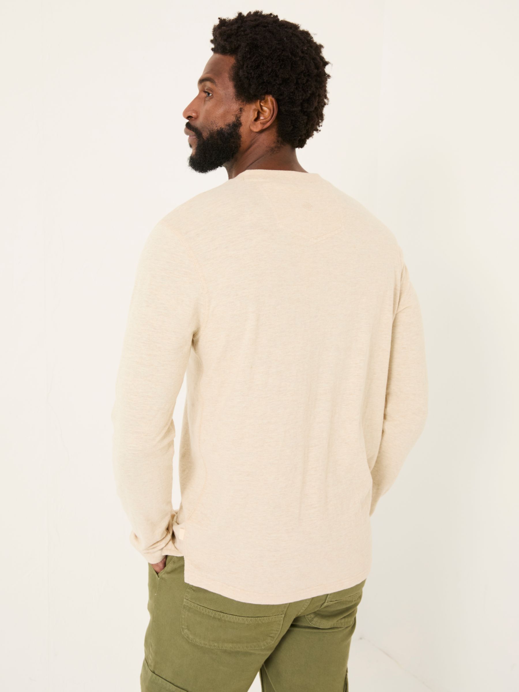 Woodside Natural Long Sleeve Slub Henley - Image 2 of 5