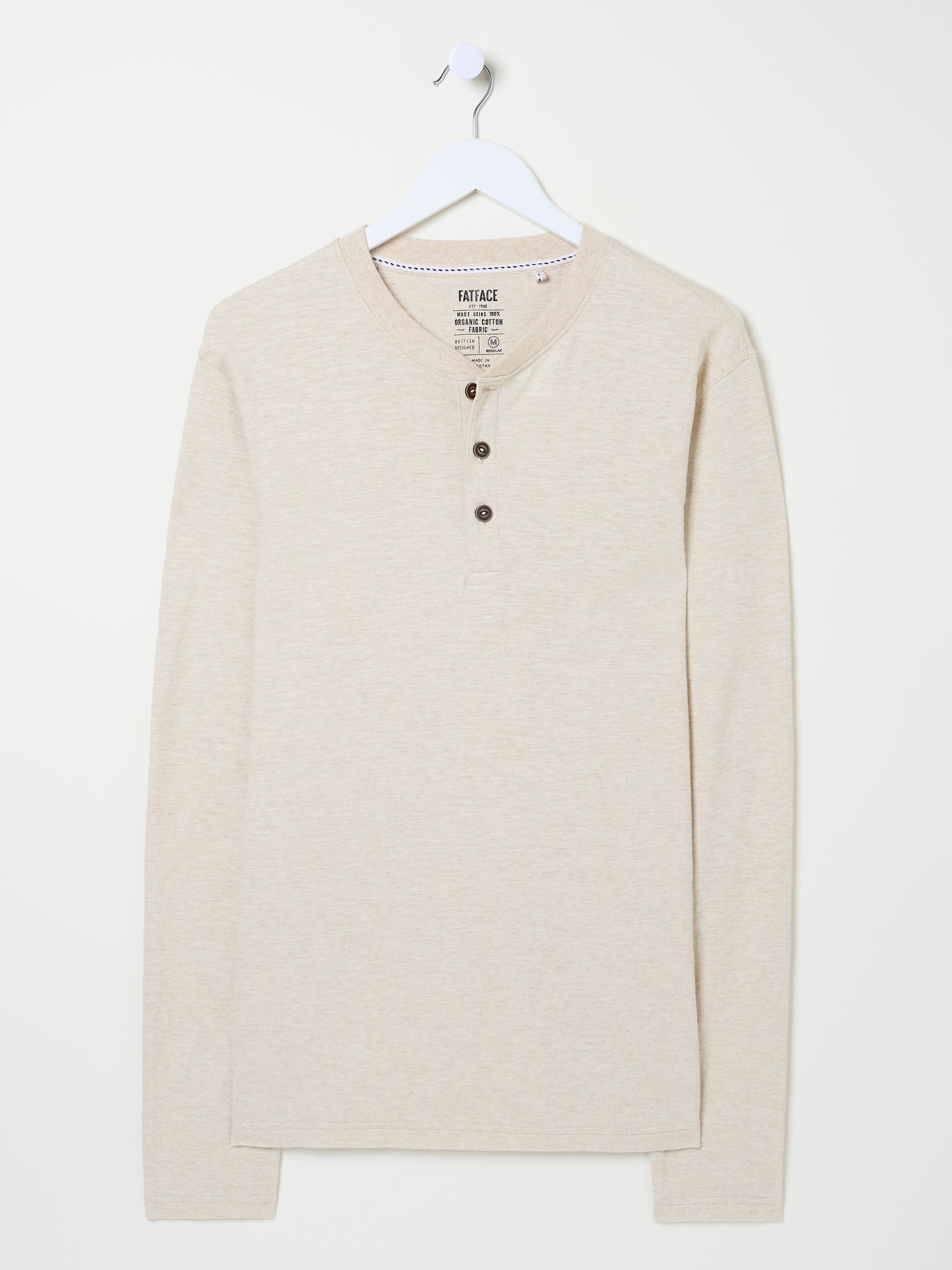 Woodside Natural Long Sleeve Slub Henley - Image 8 of 8