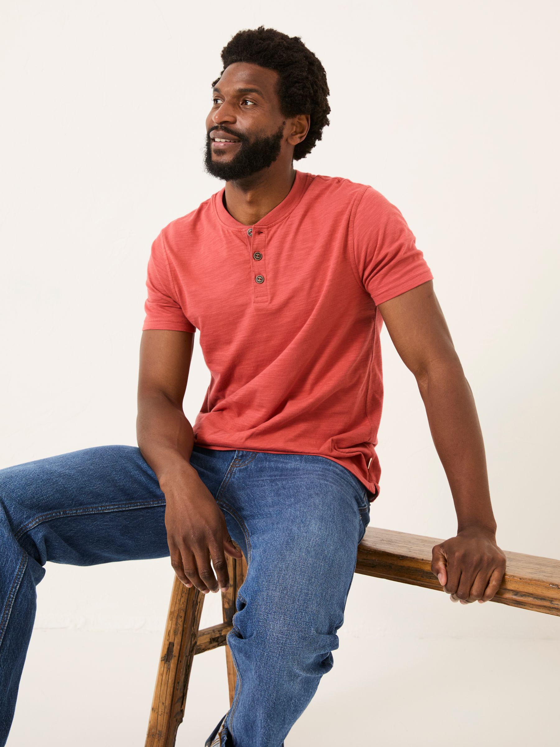Vintage Red Woodside Slub Henley - Image 3 of 5