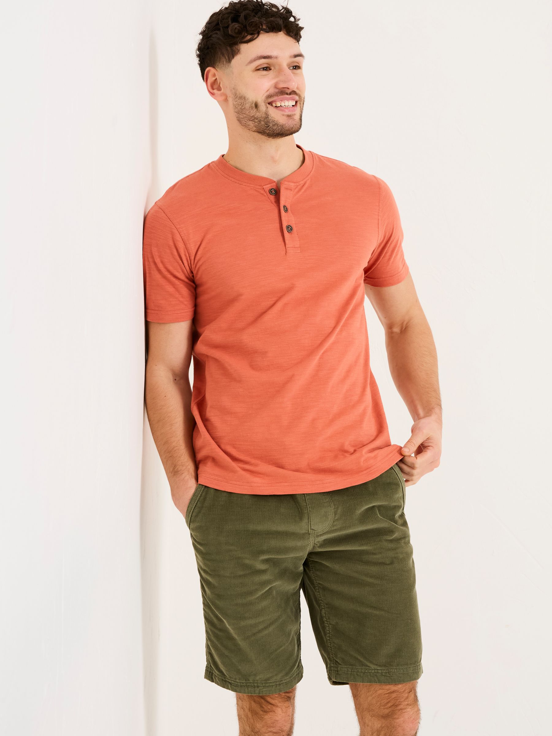 Woodside Orange Slub Henley T-Shirt - Image 1 of 5