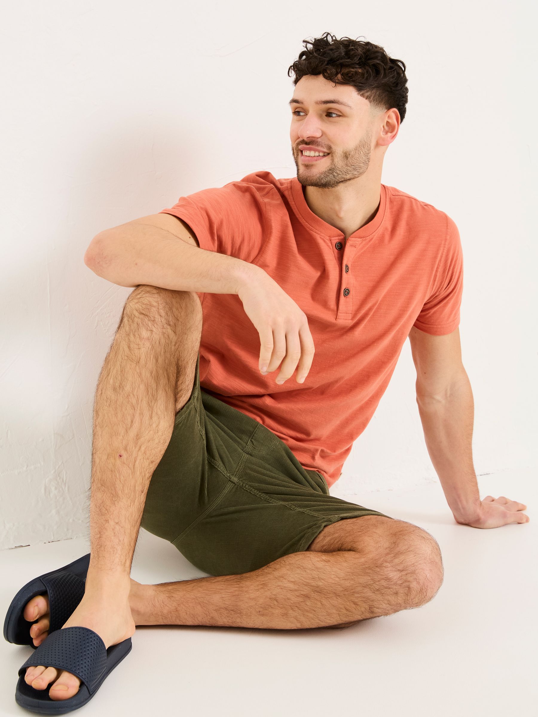 Woodside Orange Slub Henley T-Shirt - Image 3 of 5