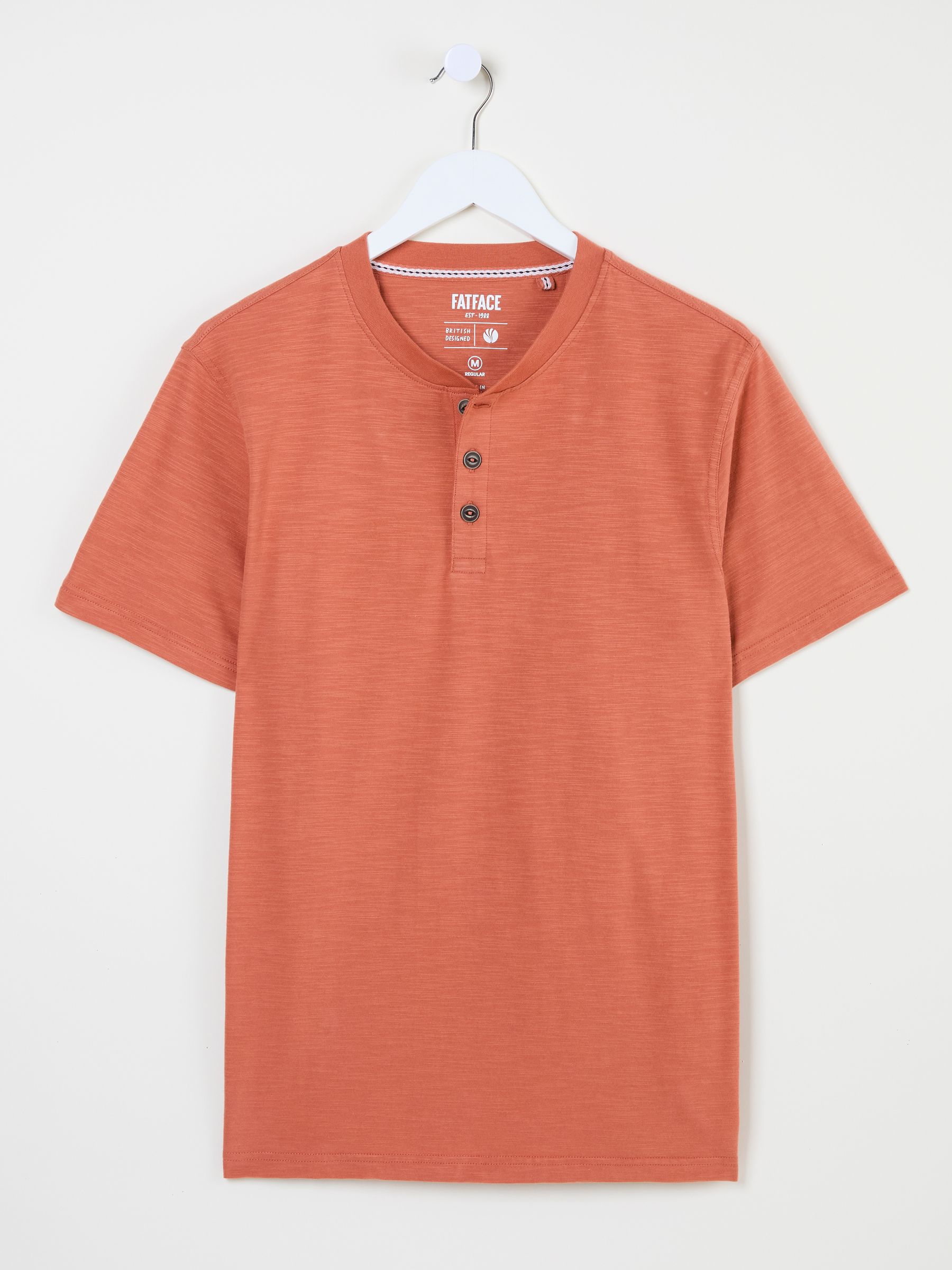 Woodside Orange Slub Henley T-Shirt - Image 5 of 5