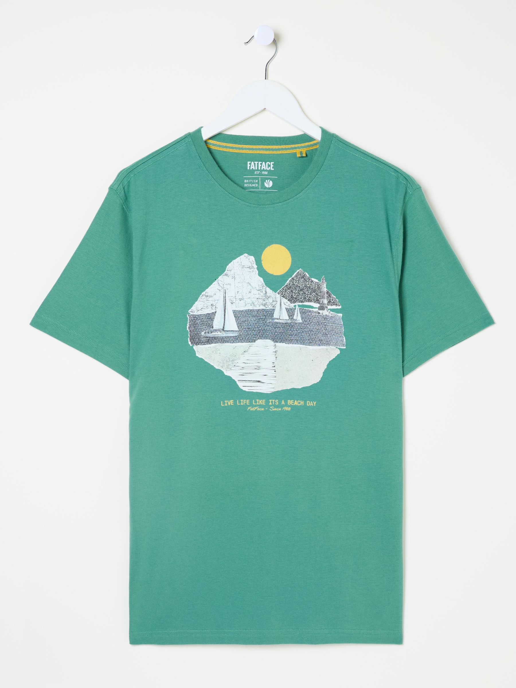 Teal Collage Landscape 100% Cotton Short Sleeve Graphic T-Shirt - Image 5 of 6