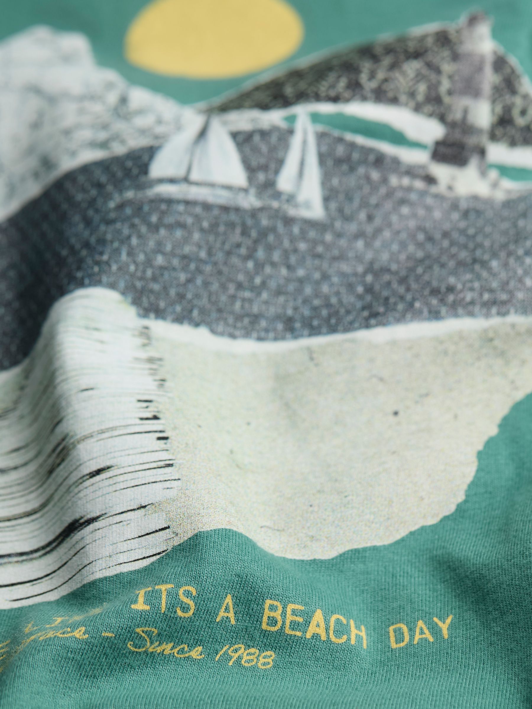 Teal Collage Landscape 100% Cotton Short Sleeve Graphic T-Shirt - Image 6 of 6