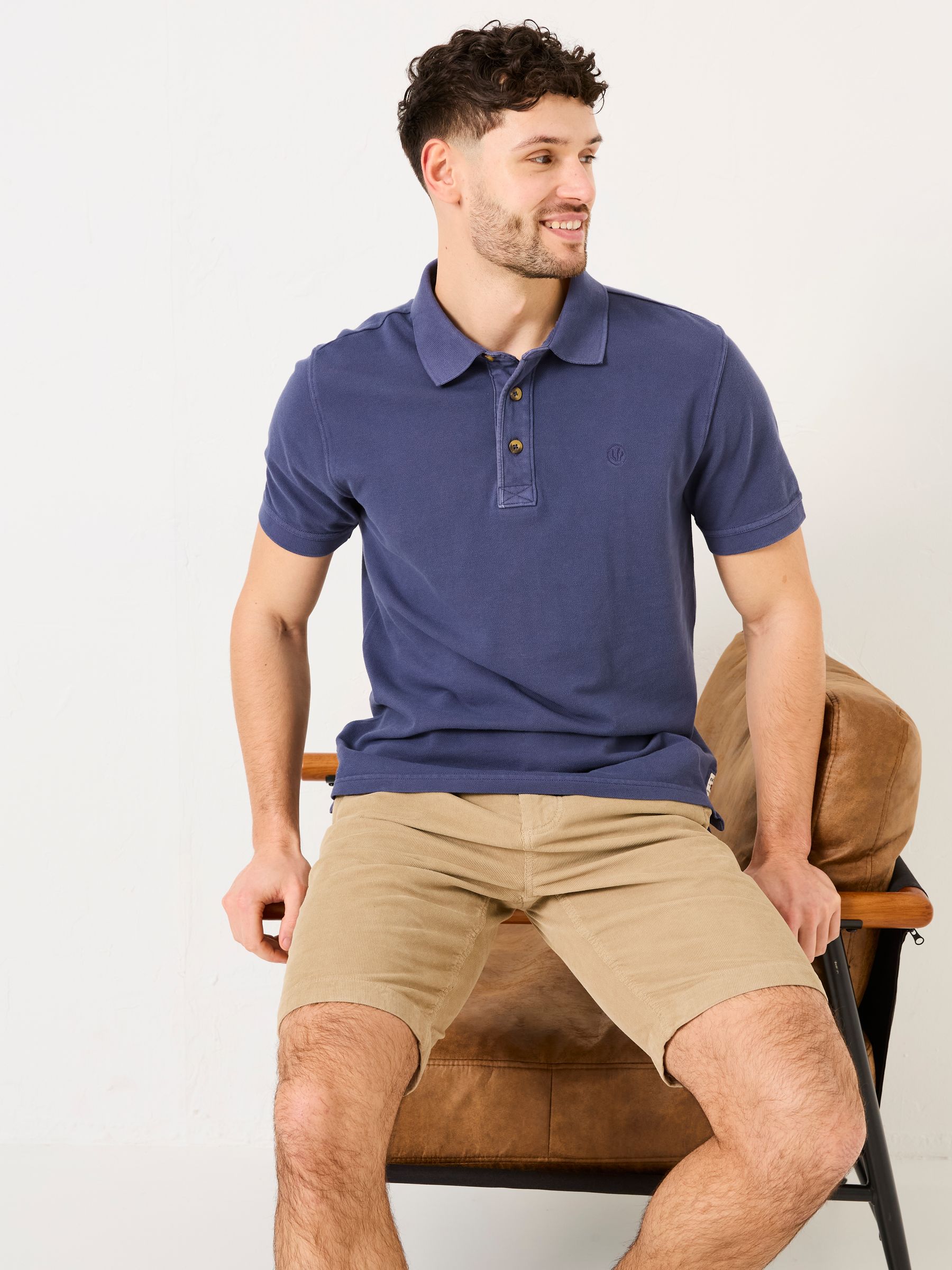 Blue Denim Pique Polo - Image 1 of 5