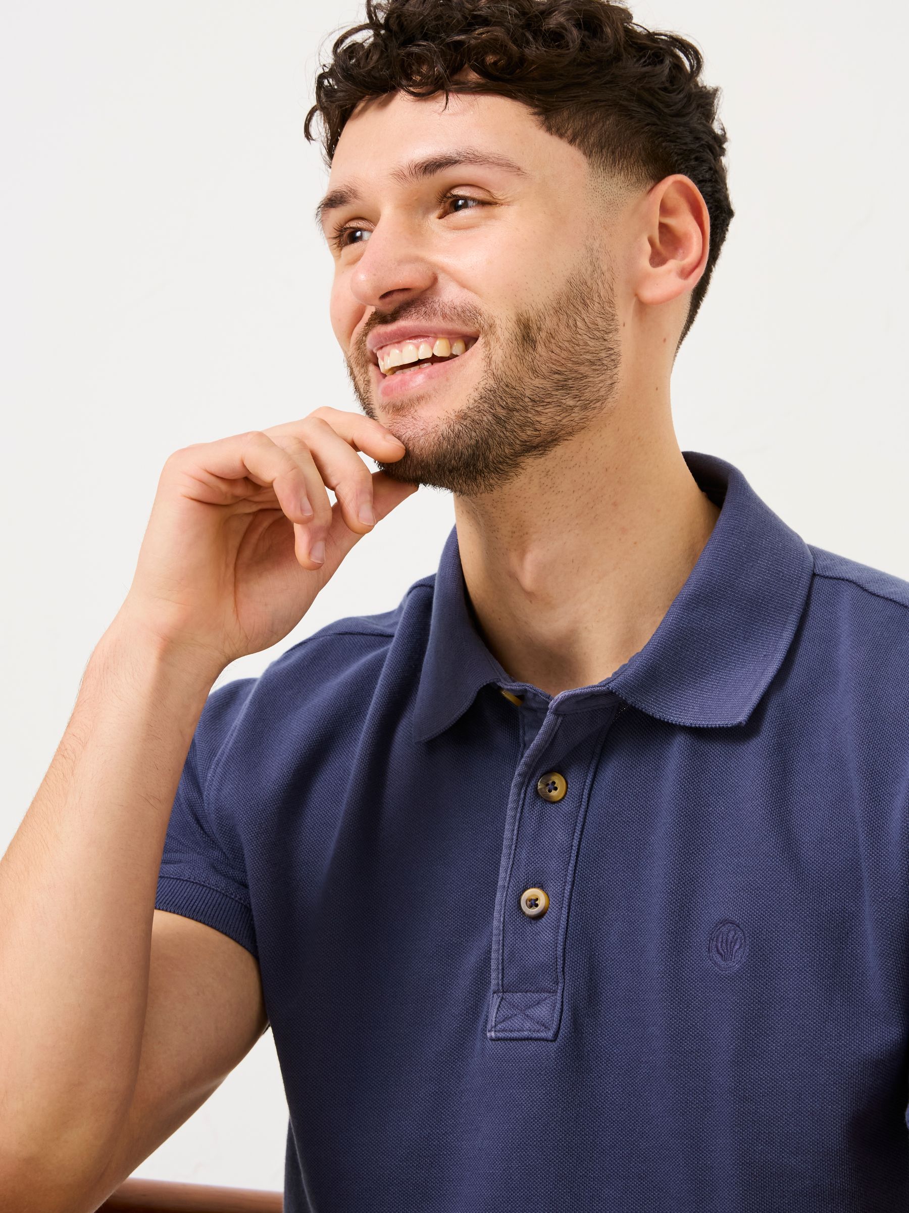 Blue Denim Pique Polo - Image 4 of 5