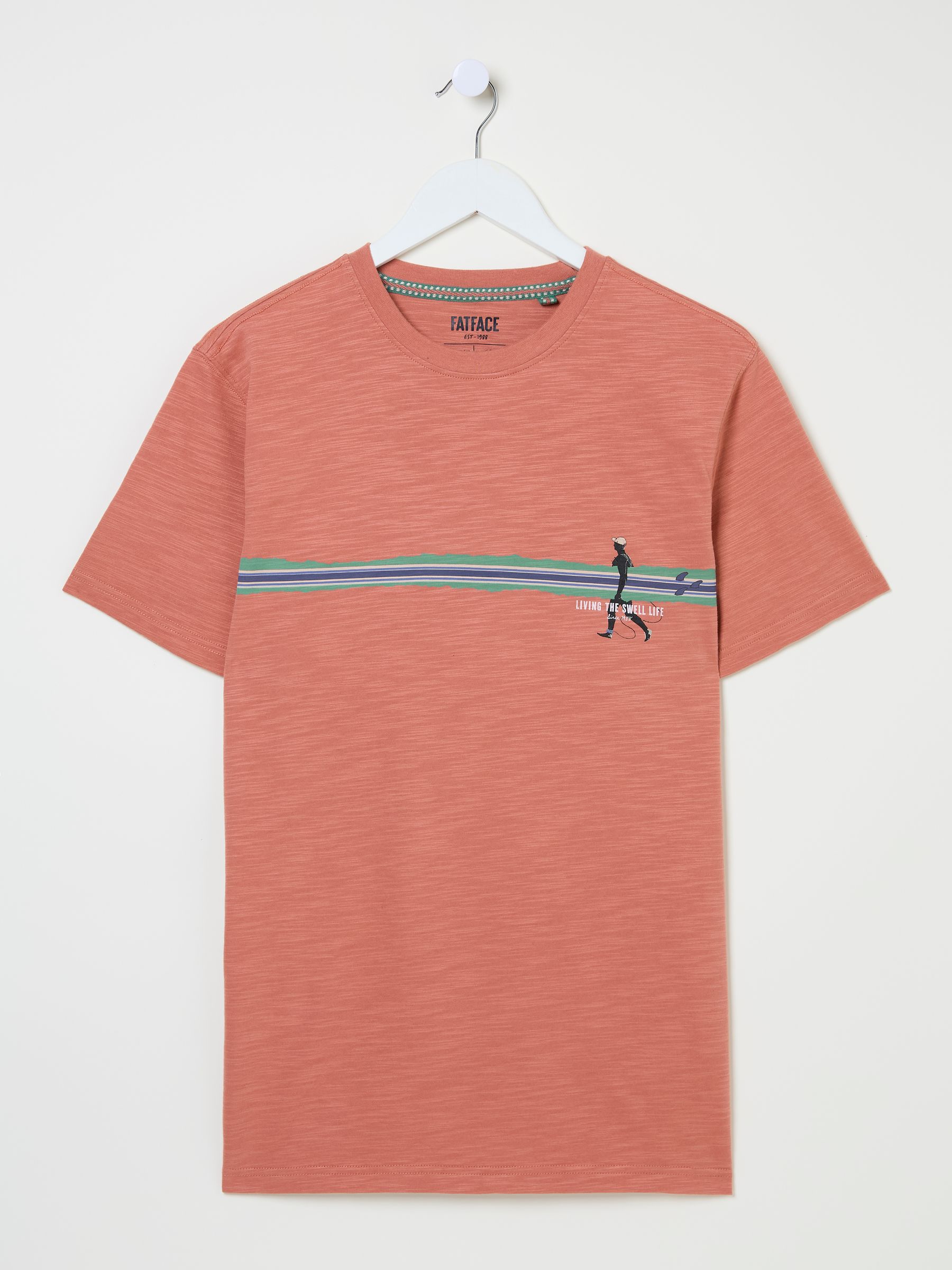 Pink Surf Stripe 100% Cotton Short Sleeve Graphic T-Shirt - Image 5 of 6