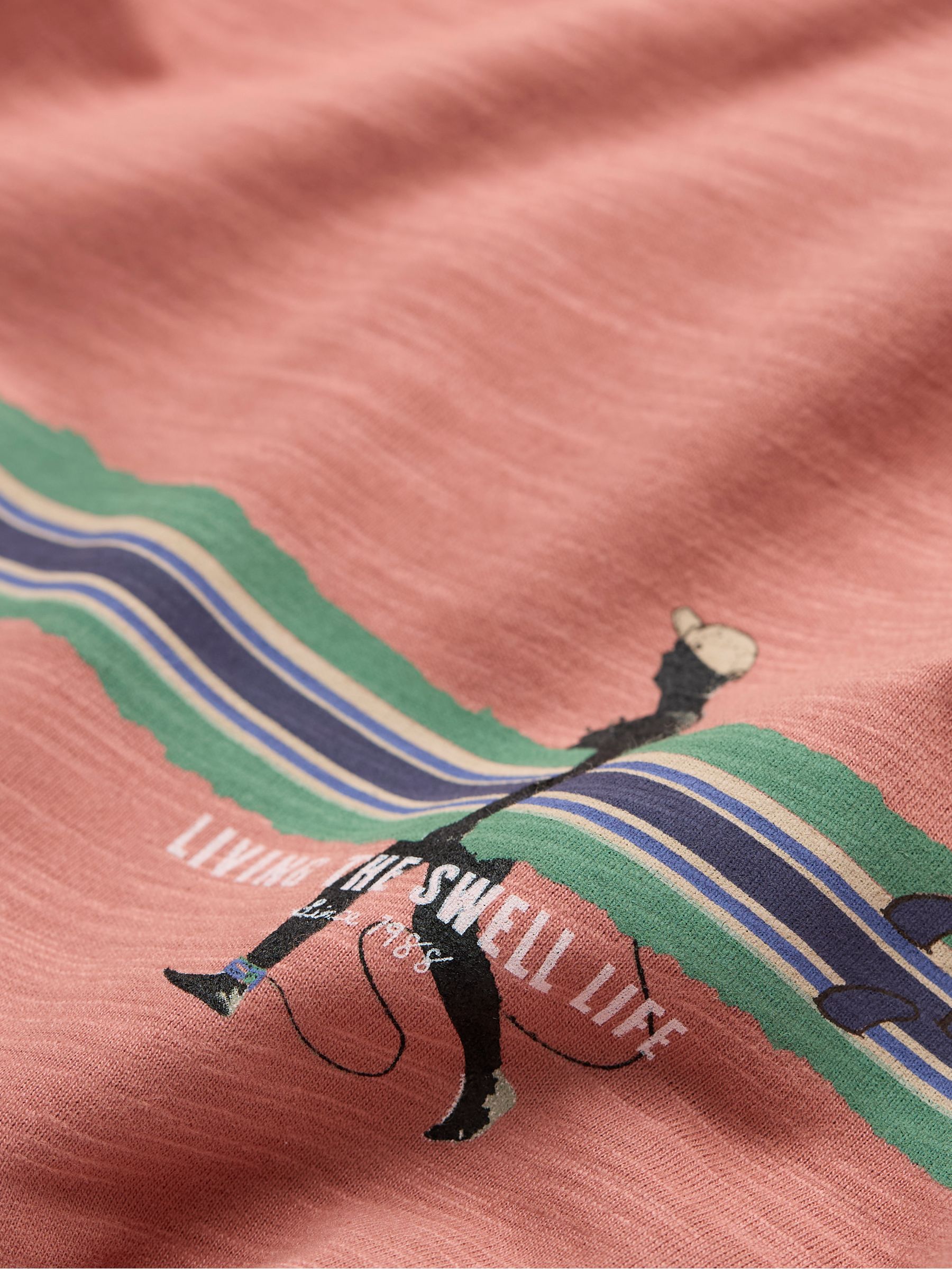 Pink Surf Stripe 100% Cotton Short Sleeve Graphic T-Shirt - Image 6 of 6