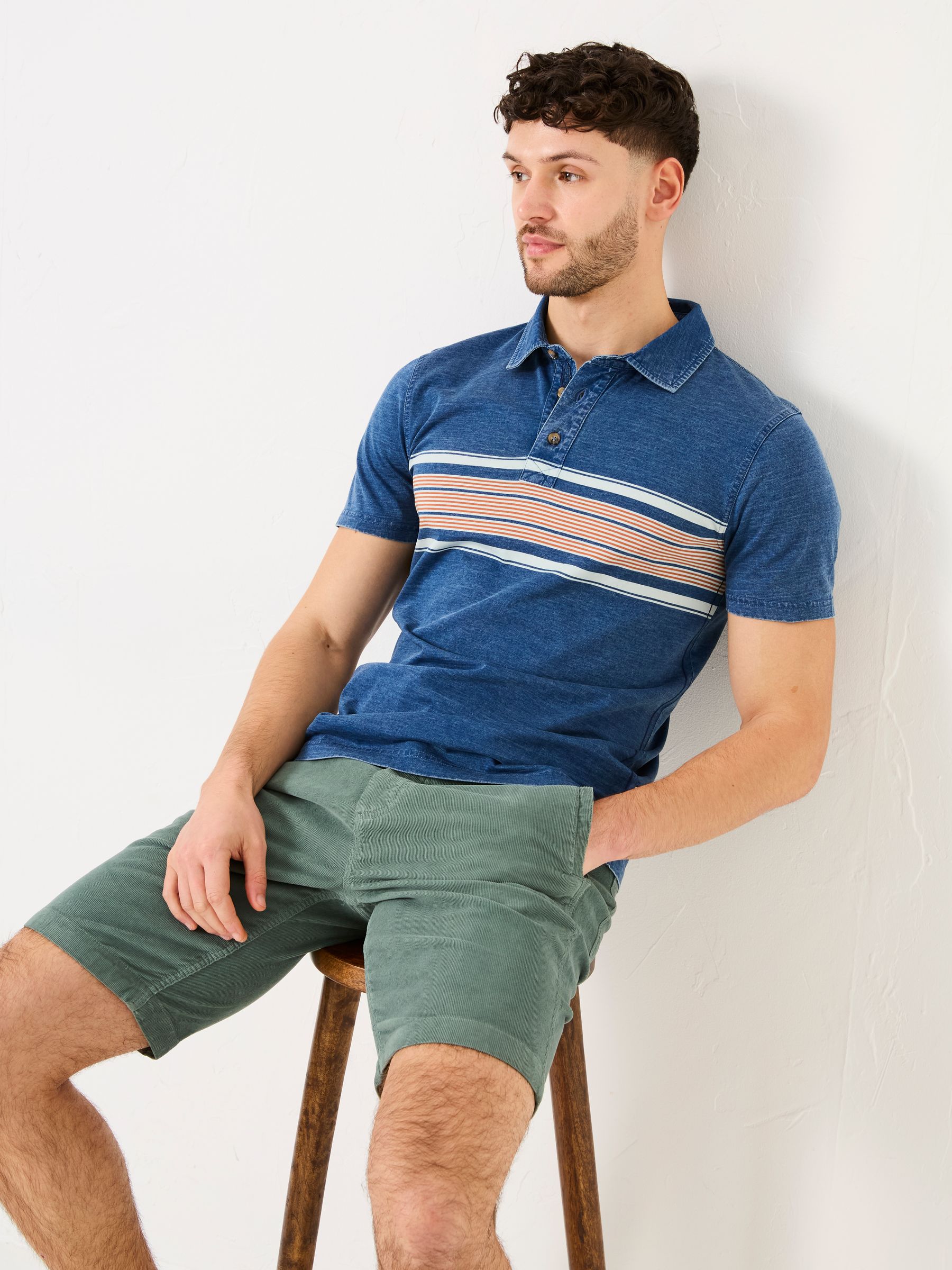Indigo Blue Indigo Chest Stripe Polo Shirt - Image 3 of 5