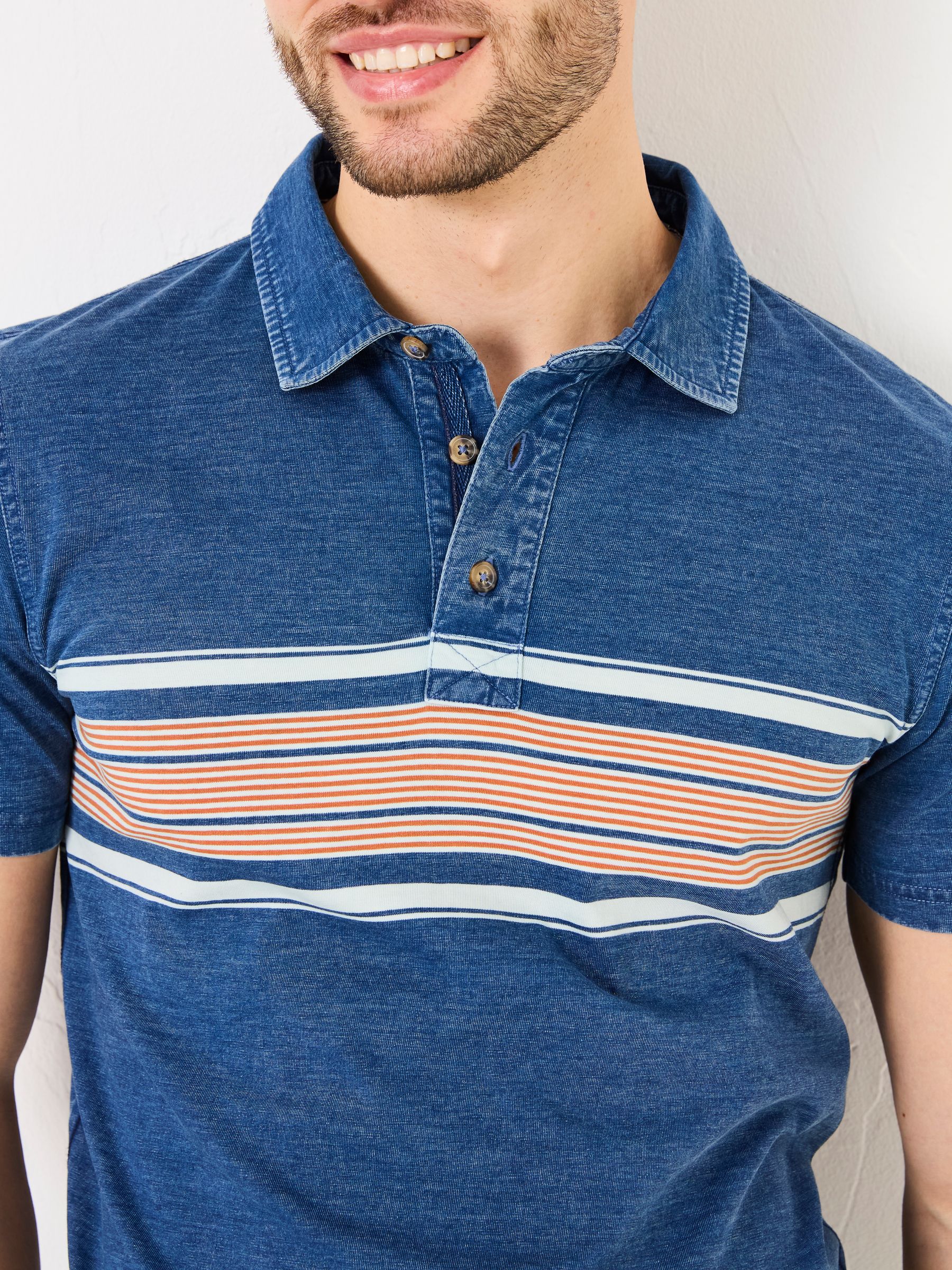 Indigo Blue Indigo Chest Stripe Polo Shirt - Image 4 of 5
