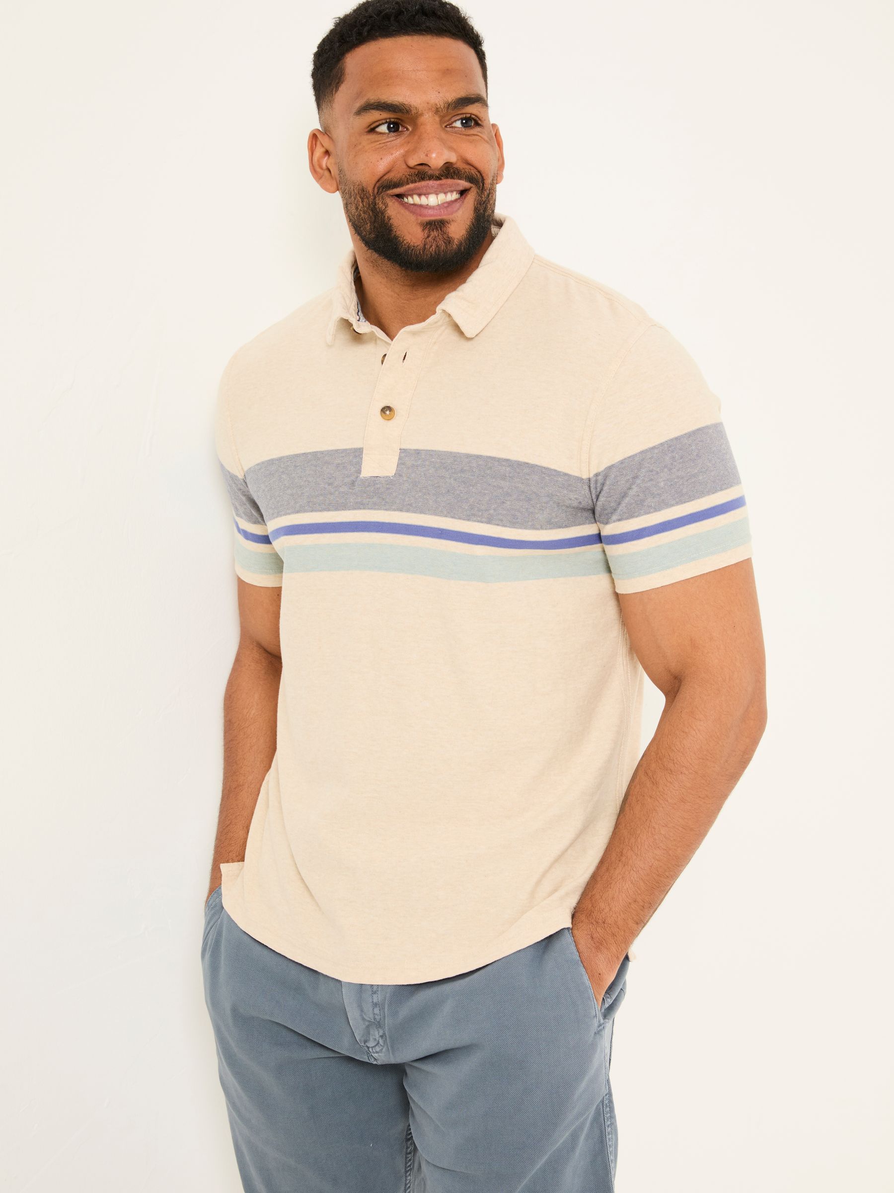 Natural Short Sleeve Chest Stripe Polo - Image 5 of 7