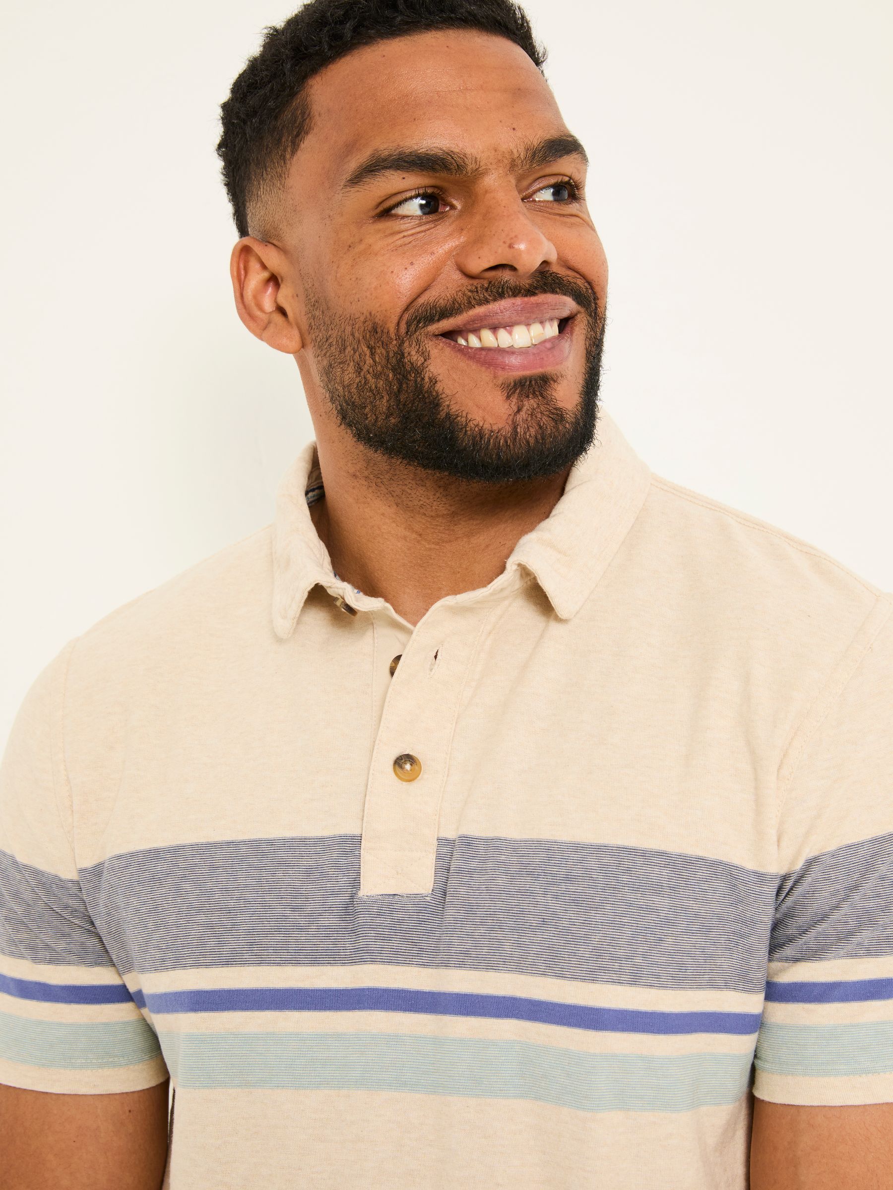Natural Short Sleeve Chest Stripe Polo - Image 6 of 7