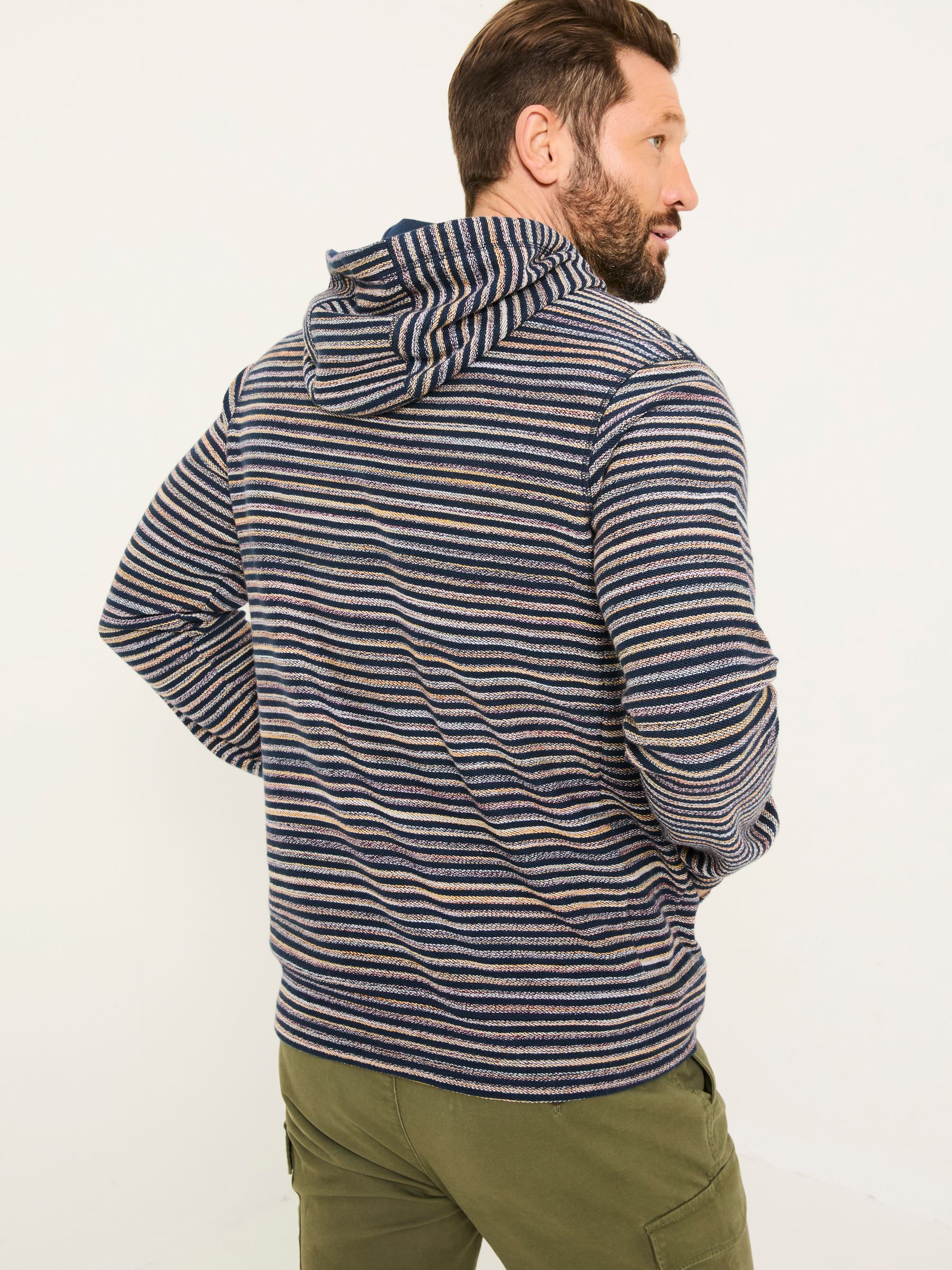 Trescowe Navy 100% Cotton Trescowe Breton Over Head Hoodie - Image 2 of 5