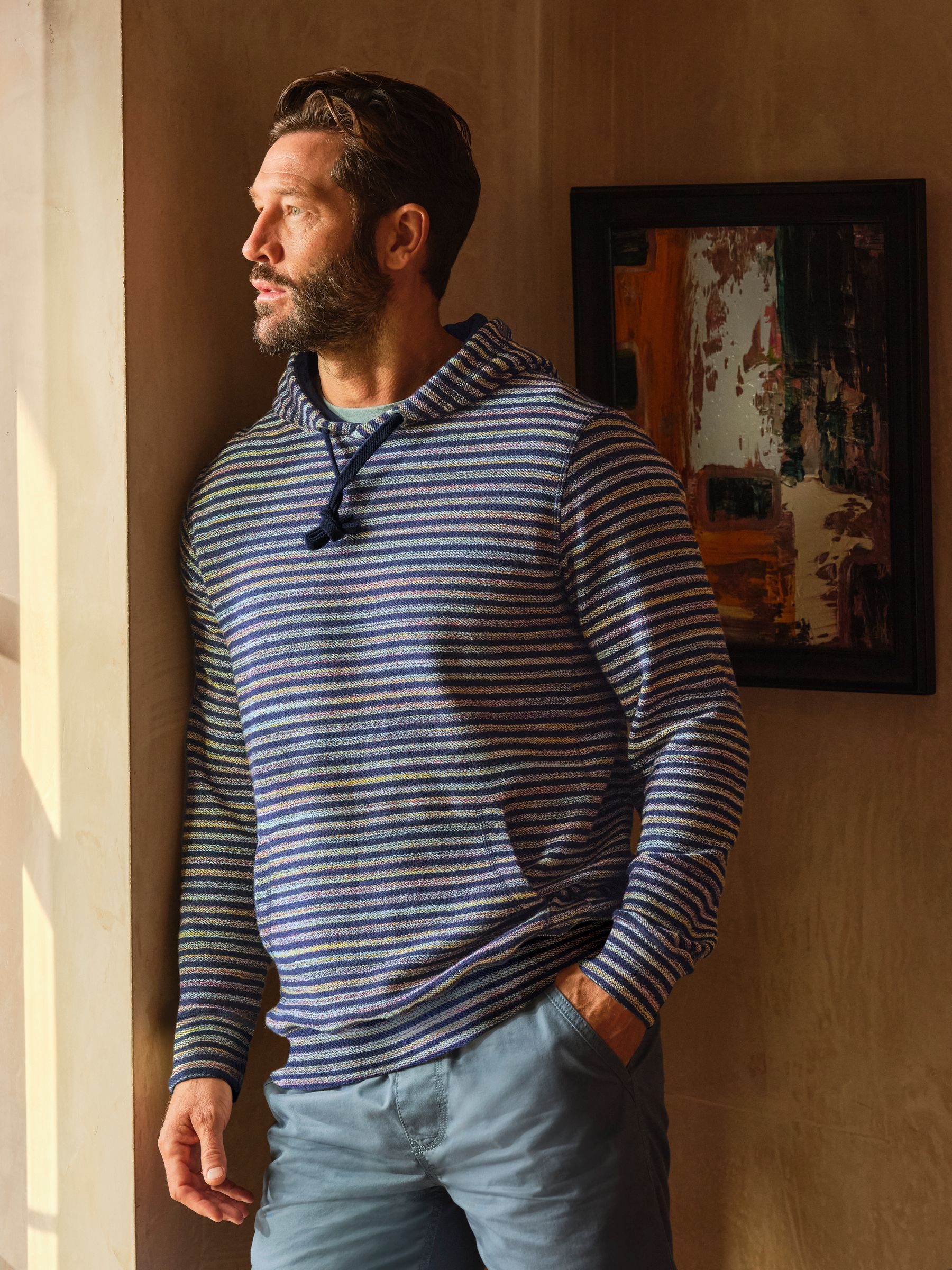 Trescowe Navy 100% Cotton Trescowe Breton Over Head Hoodie - Image 5 of 5