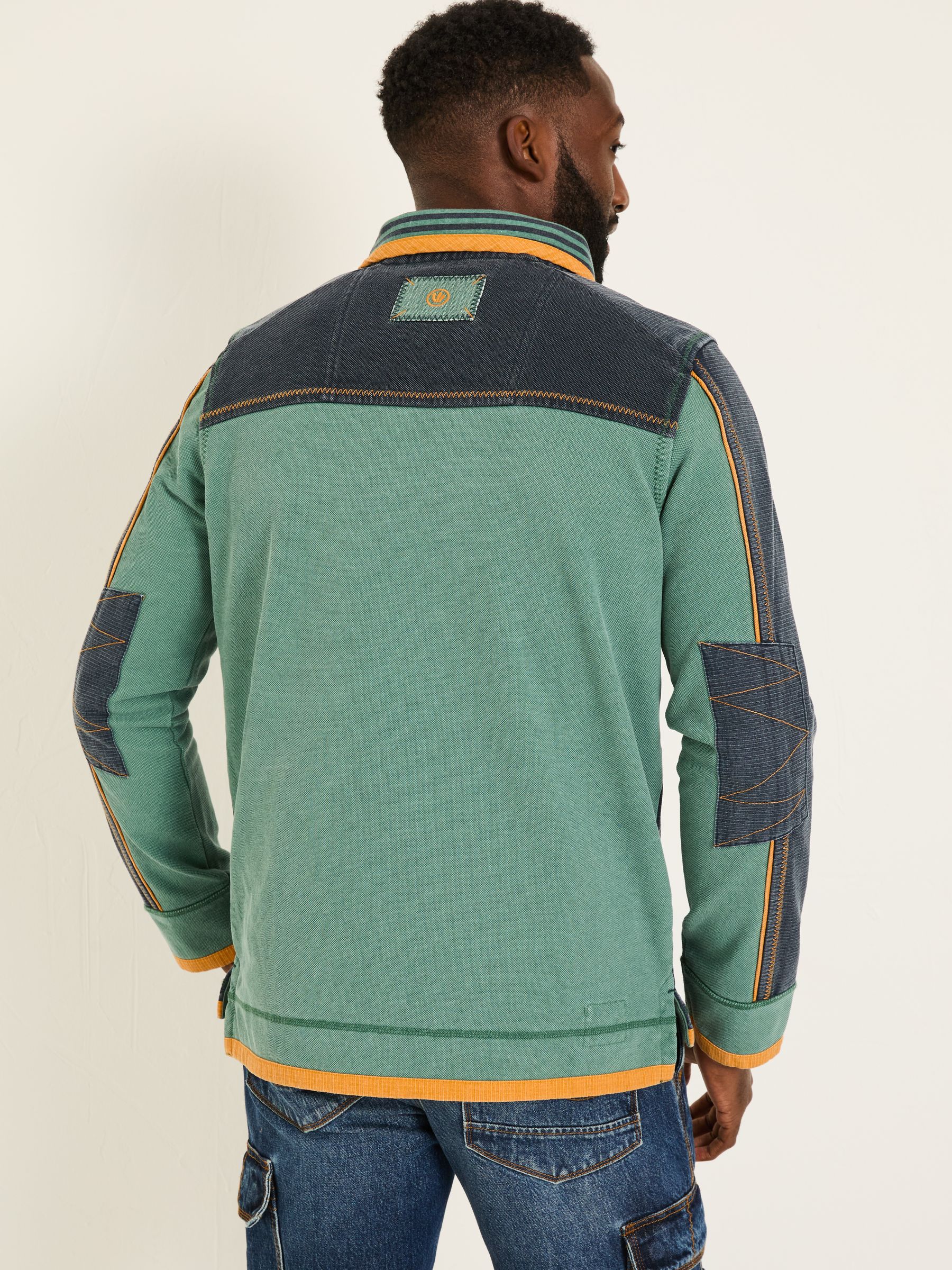 Light Teal 100% Cotton Airlie Panel Quarter Zip Sweat Top - Image 3 of 8