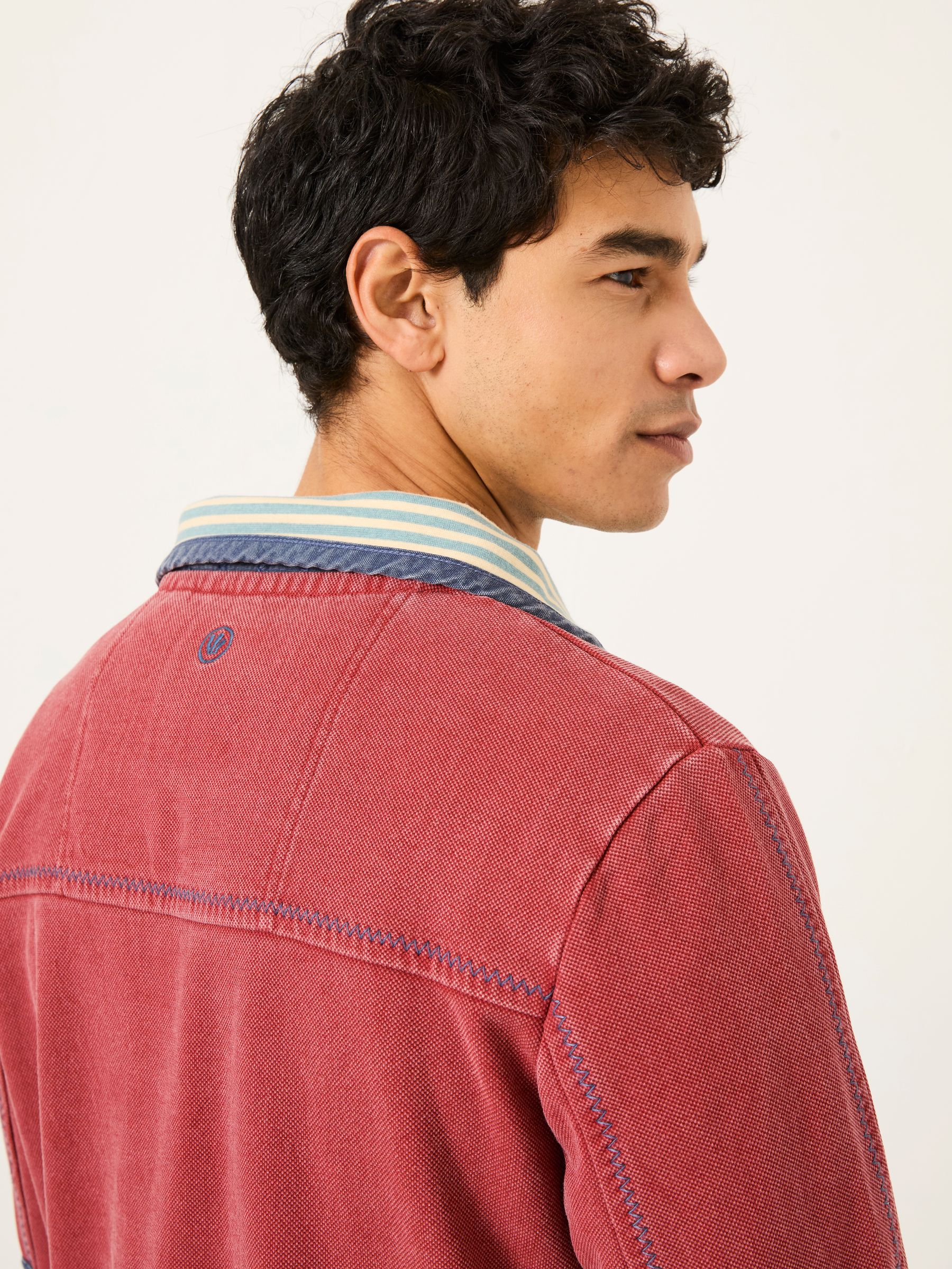 Red 100% Cotton Airlie Panel Quarter Zip Sweat Top - Image 4 of 5