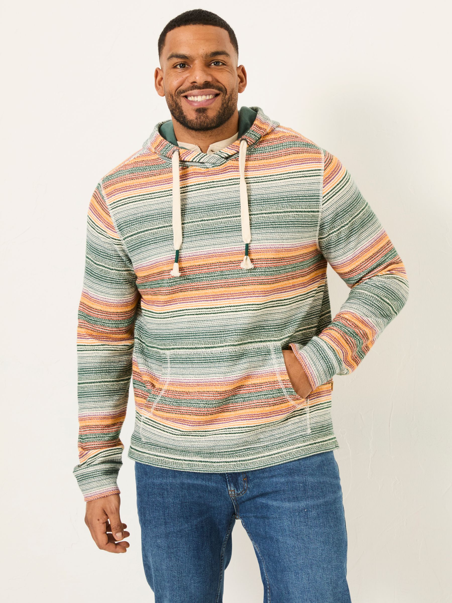 Green Trescowe Stripe Over Head Hoody - Image 6 of 9