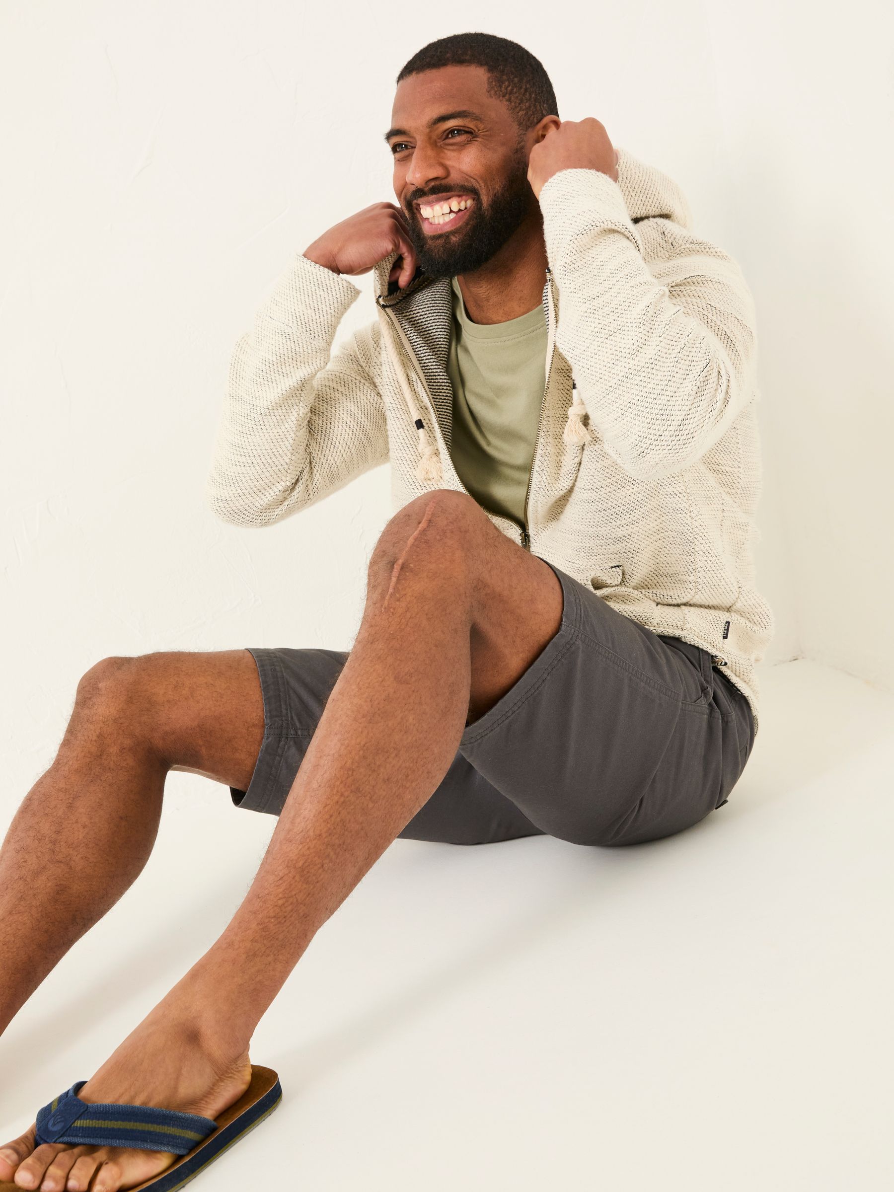 Woolacombe Oatmeal Zip Through 100% Cotton Hoodie - Image 4 of 4