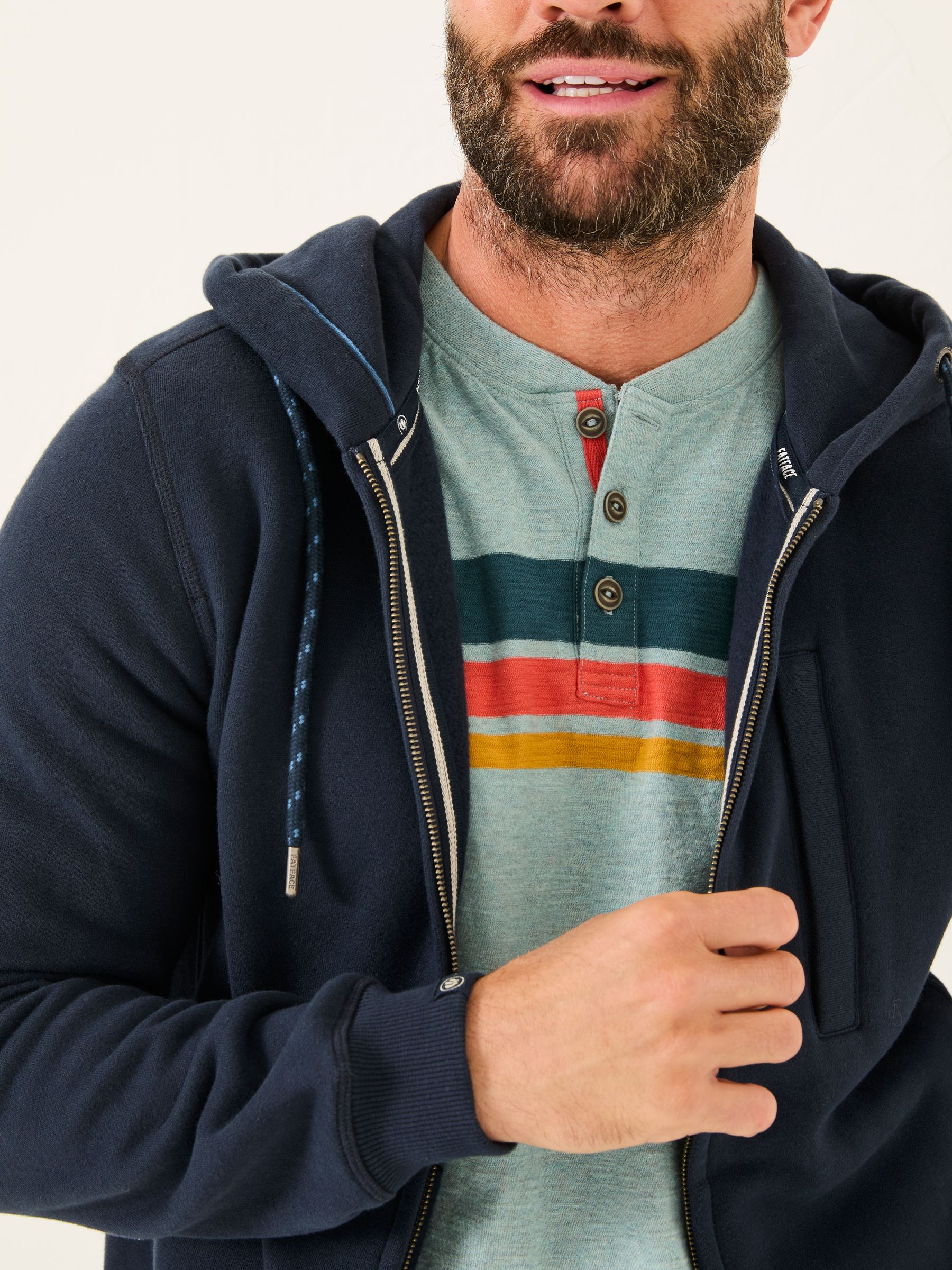 Brooke Navy Blue Zip Through Hoodie - Image 3 of 5