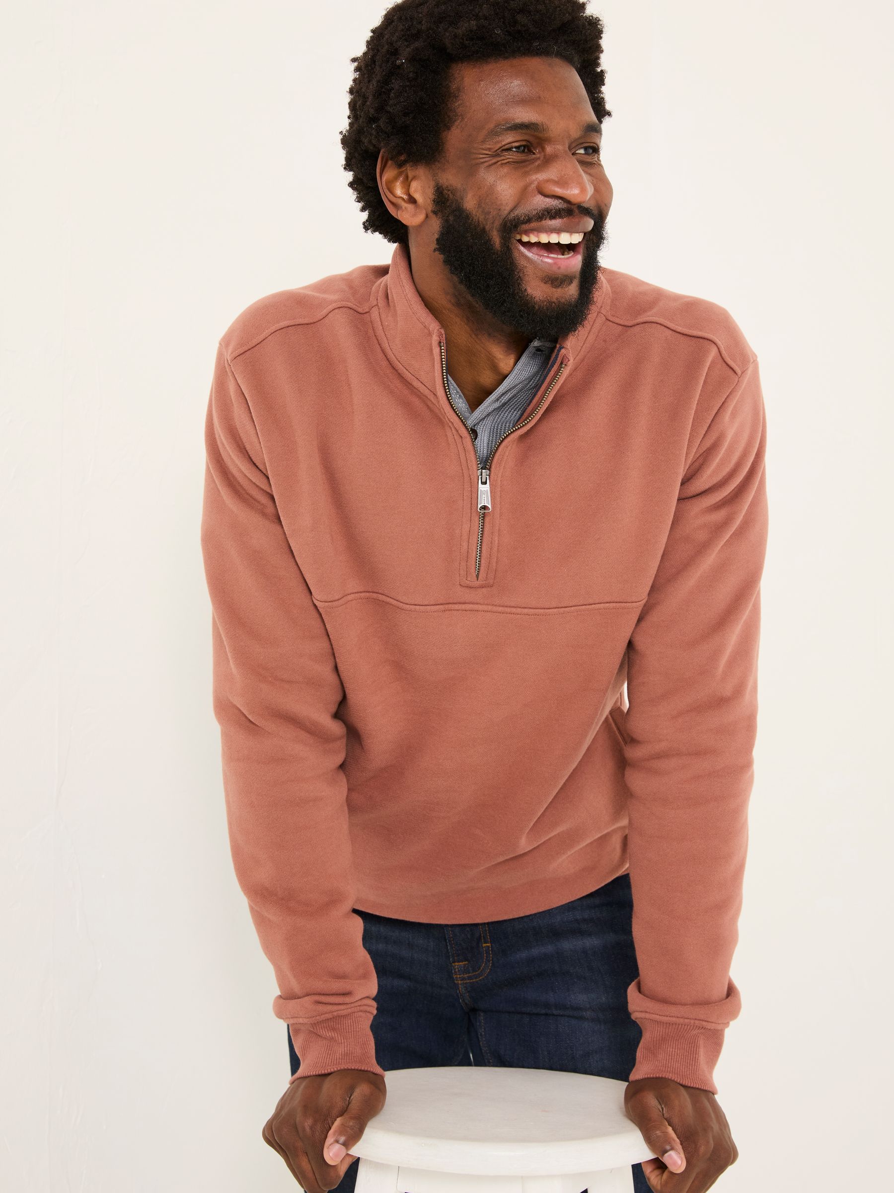 Brooke Rust Brown Half Neck Sweatshirt - Image 3 of 6