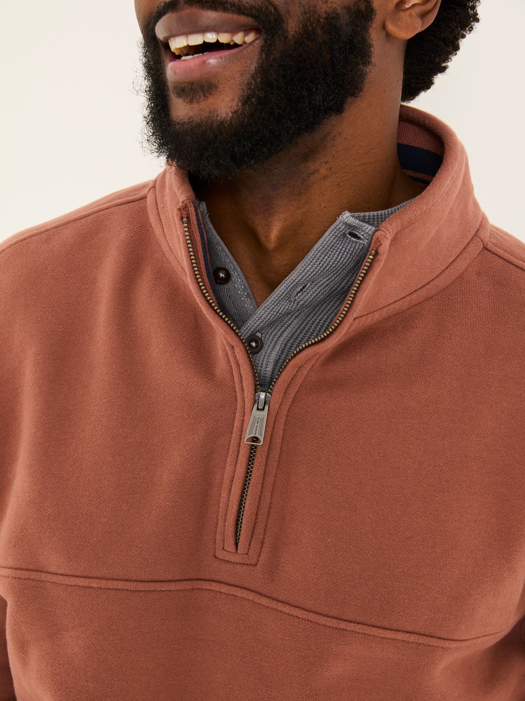Brooke Rust Brown Half Neck Sweatshirt - Image 4 of 6