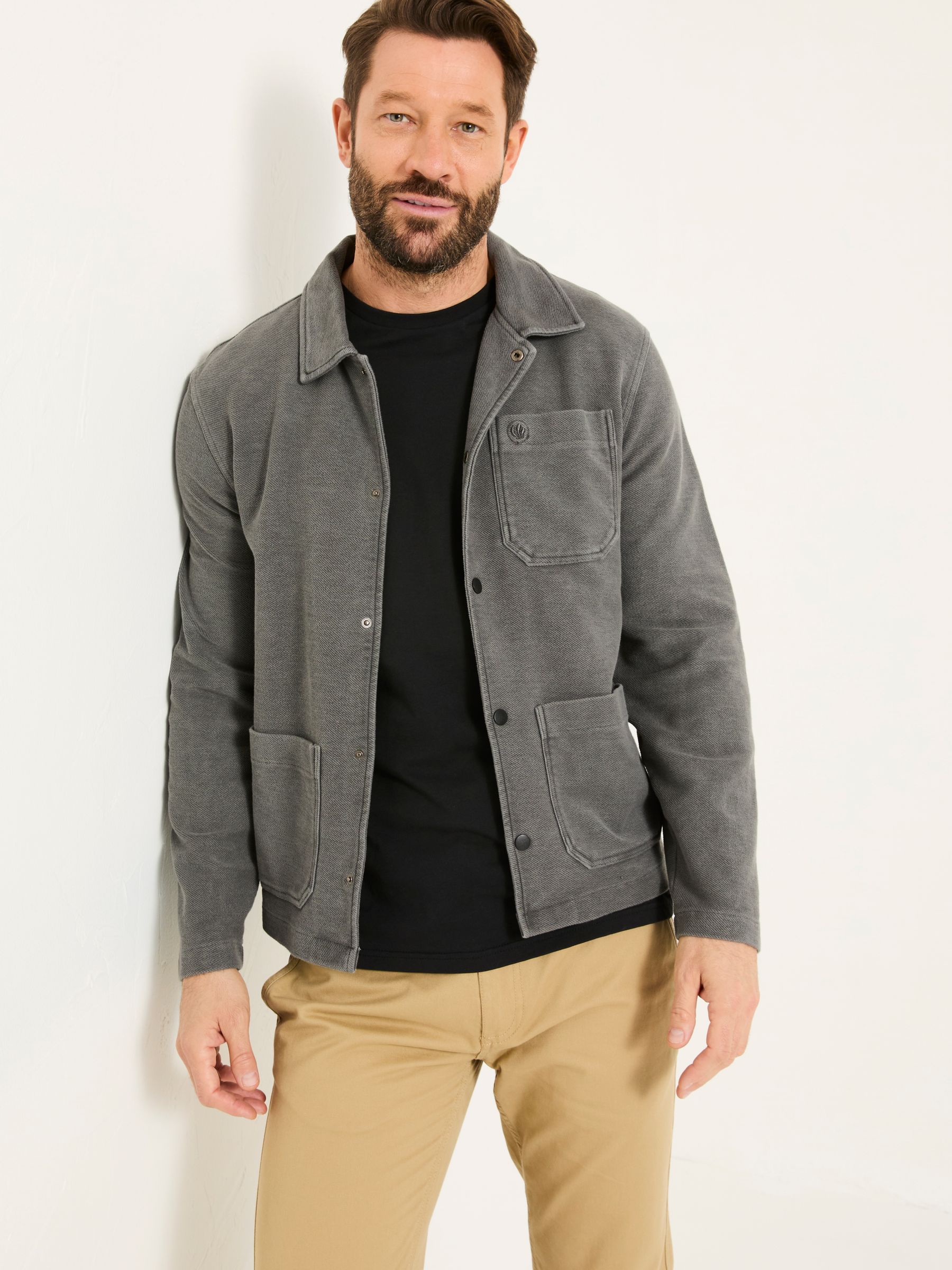 Grey 100% Cotton Lowe Loop Back Light weight Jacket - Image 1 of 7