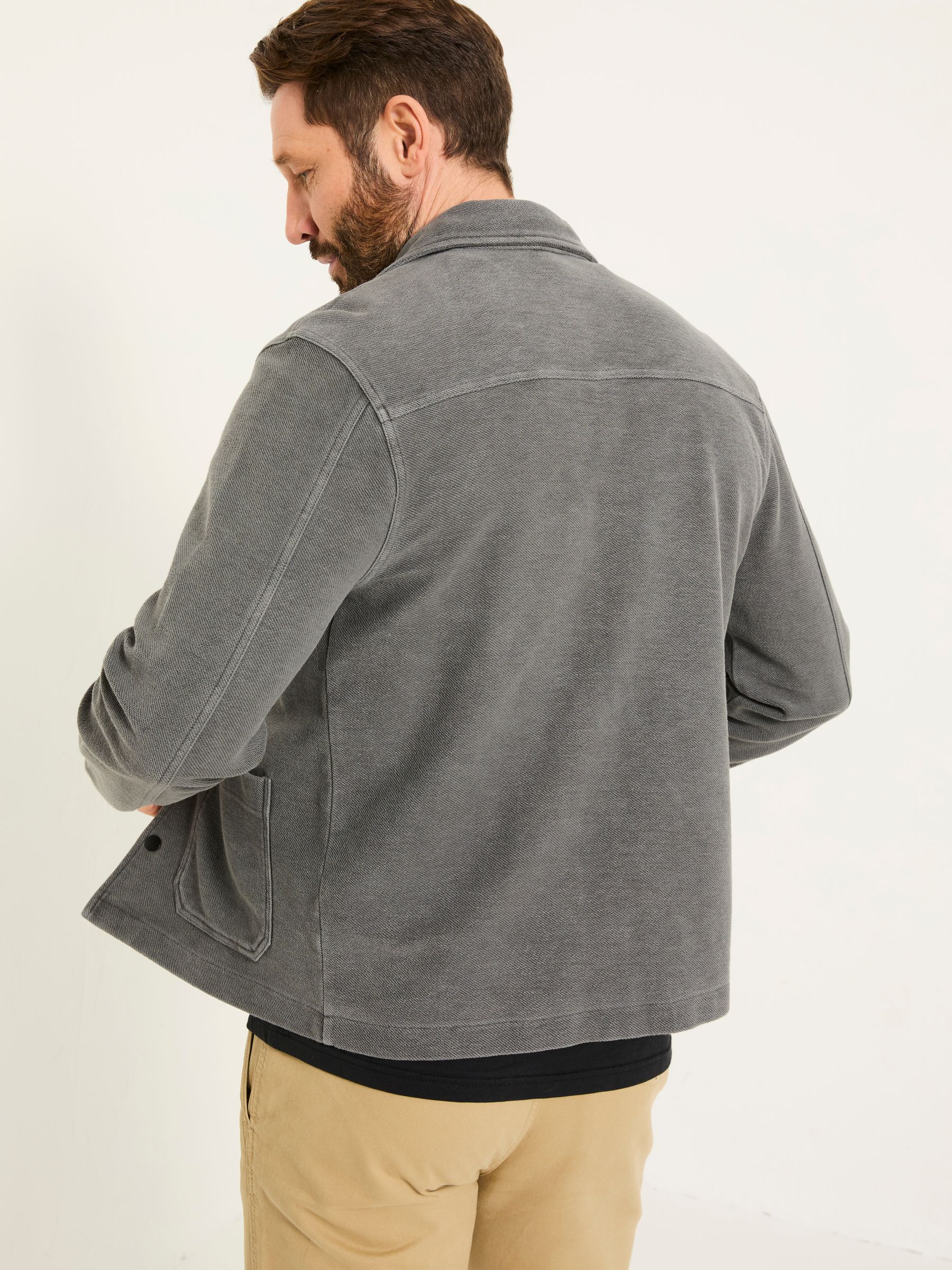 Grey 100% Cotton Lowe Loop Back Light weight Jacket - Image 2 of 7