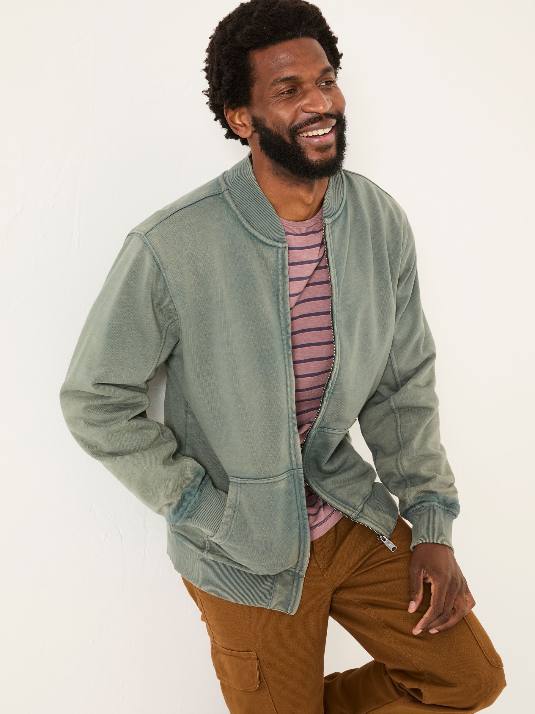 Light Teal Sweat Bomber Jacket - Image 3 of 6
