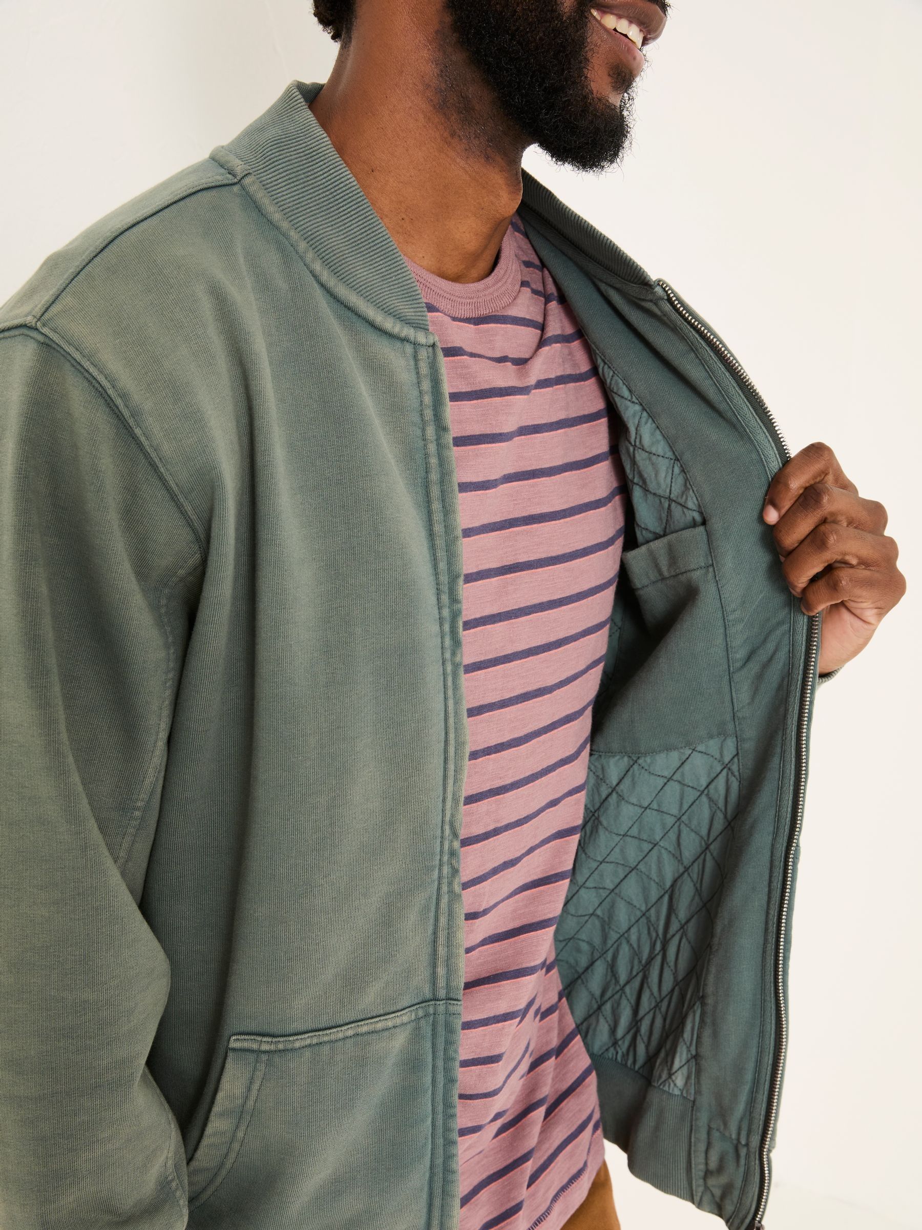 Light Teal Sweat Bomber Jacket - Image 4 of 6