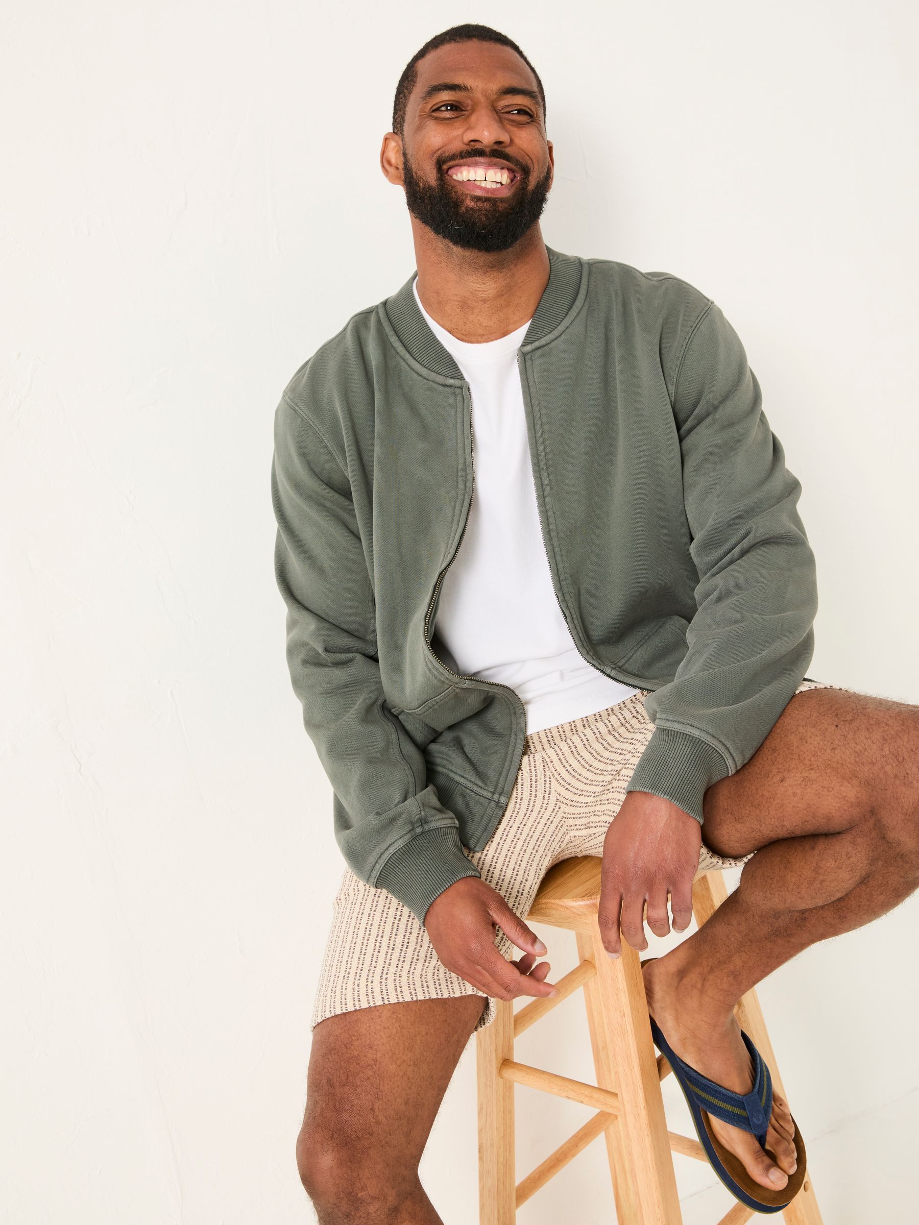 Sweat bomber jacket Light Teal Sweat Bomber Jacket | FatFace USA
