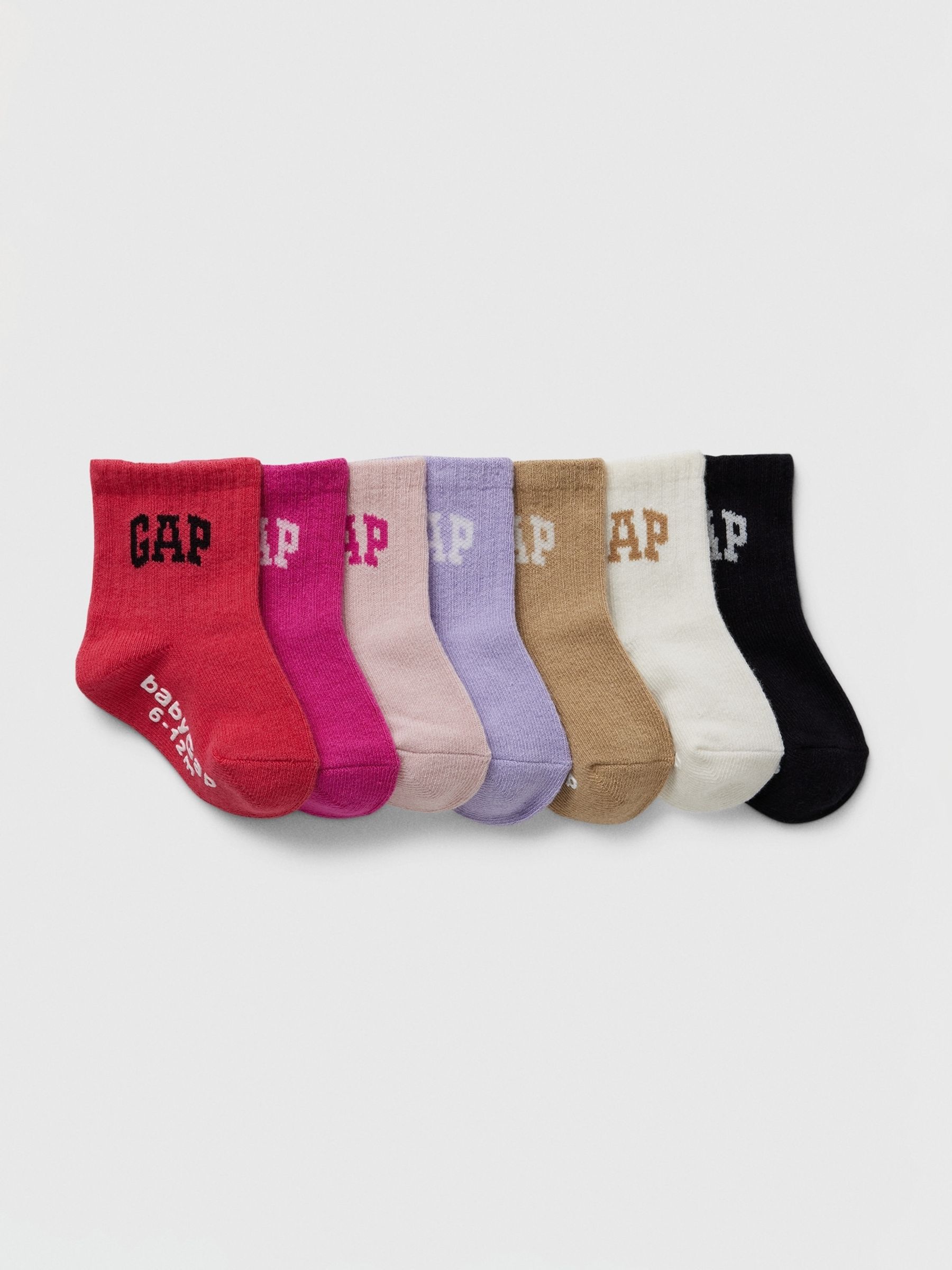 Pink Logo 7 Pack Logo Crew Socks (Newborn-5yrs) - Image 1 of 1
