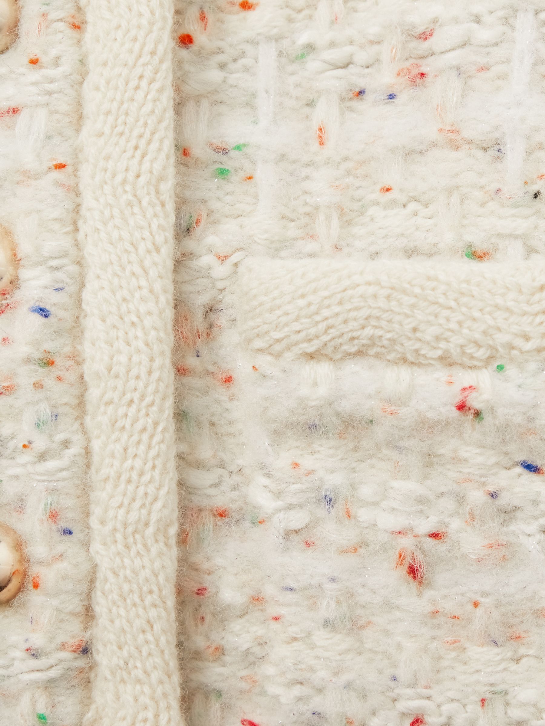 4-9 yrs Tweed-Effect Knitted Jacket with Merino in Cream - Image 4 of 4
